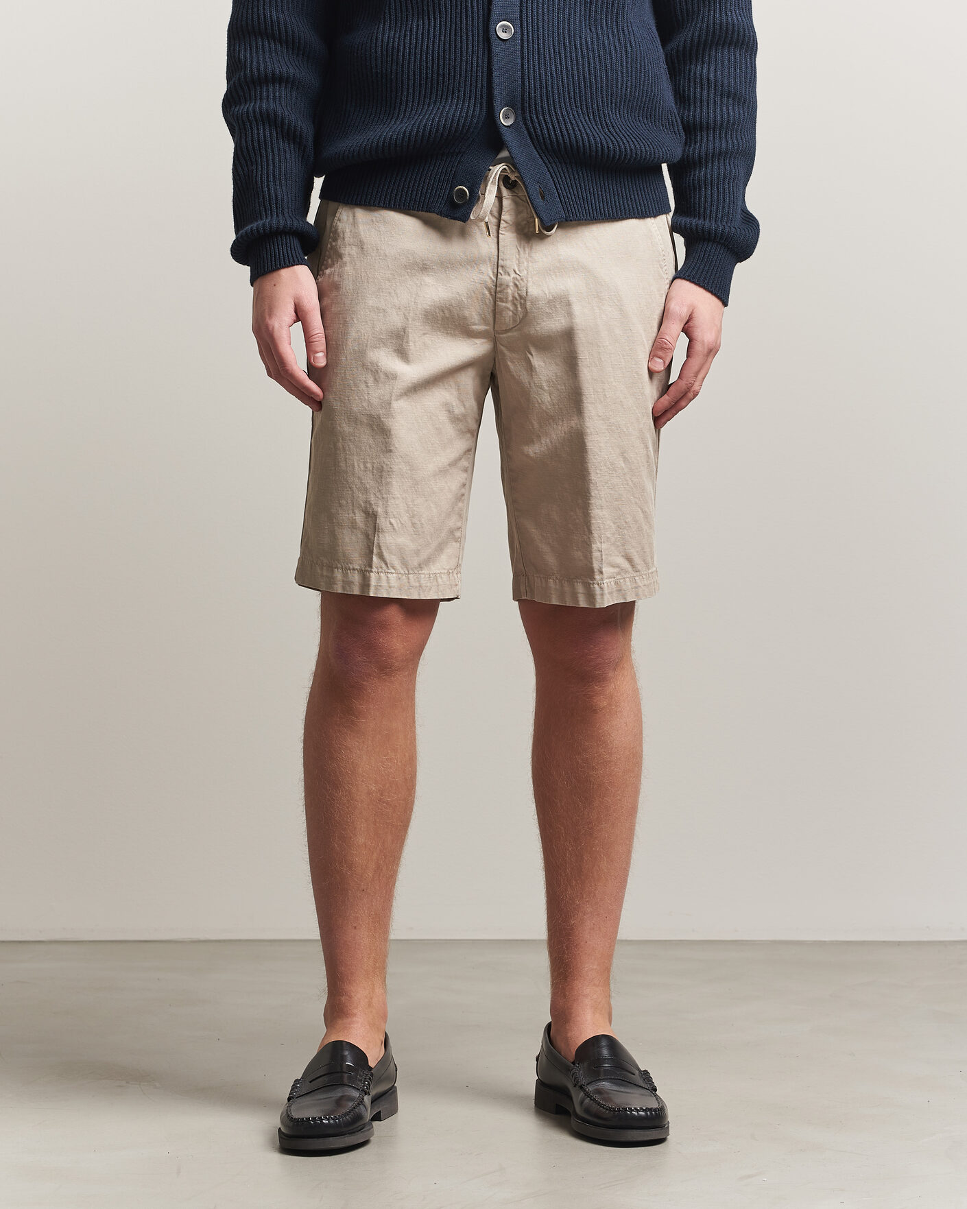 Heren | Korte broek | Briglia 1949 | Cotton/Linen Drawstring Shorts Beige