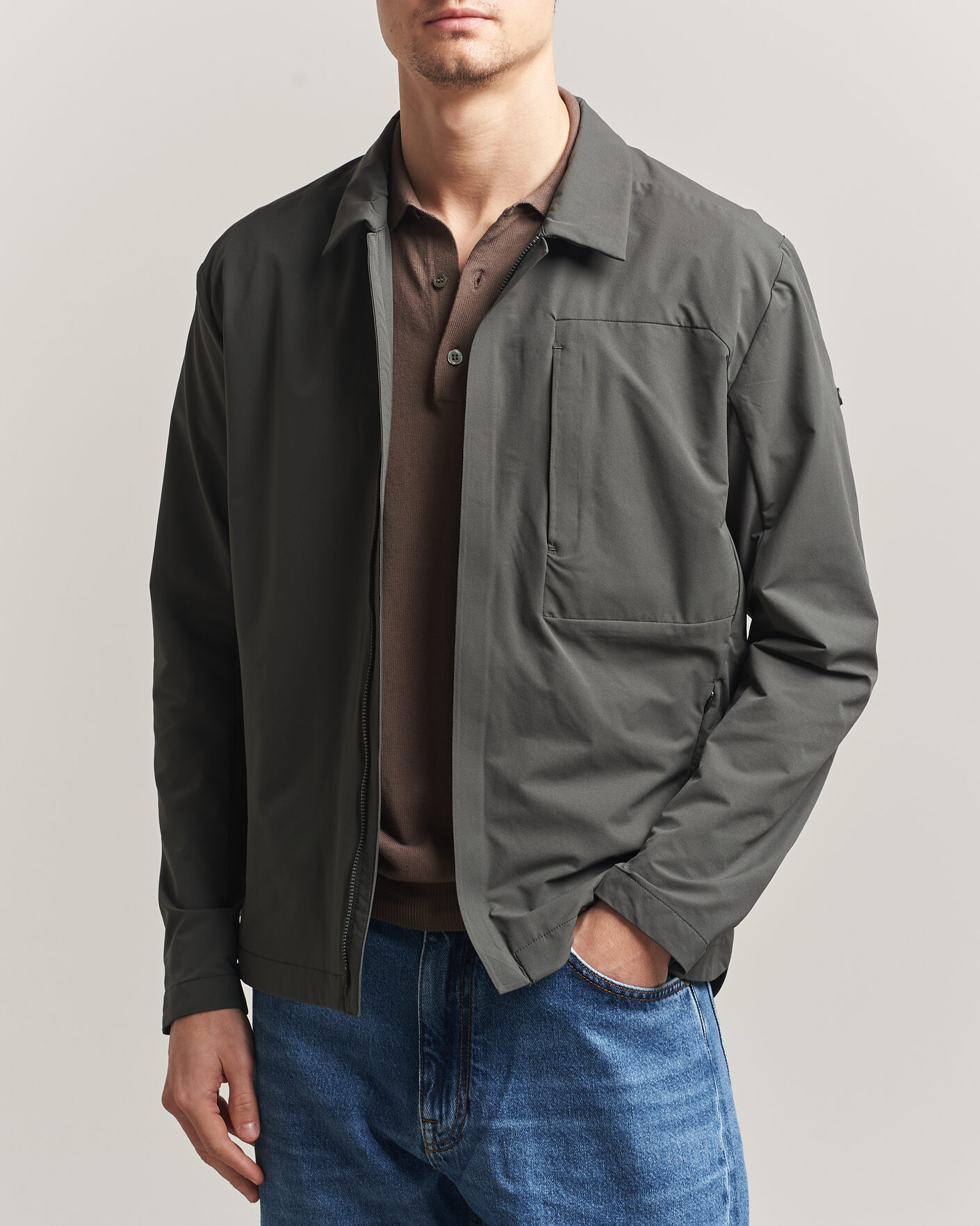 Heren | Jassen | Scandinavian Edition | Merge II Stretch Shirt Jacket Dark Olive