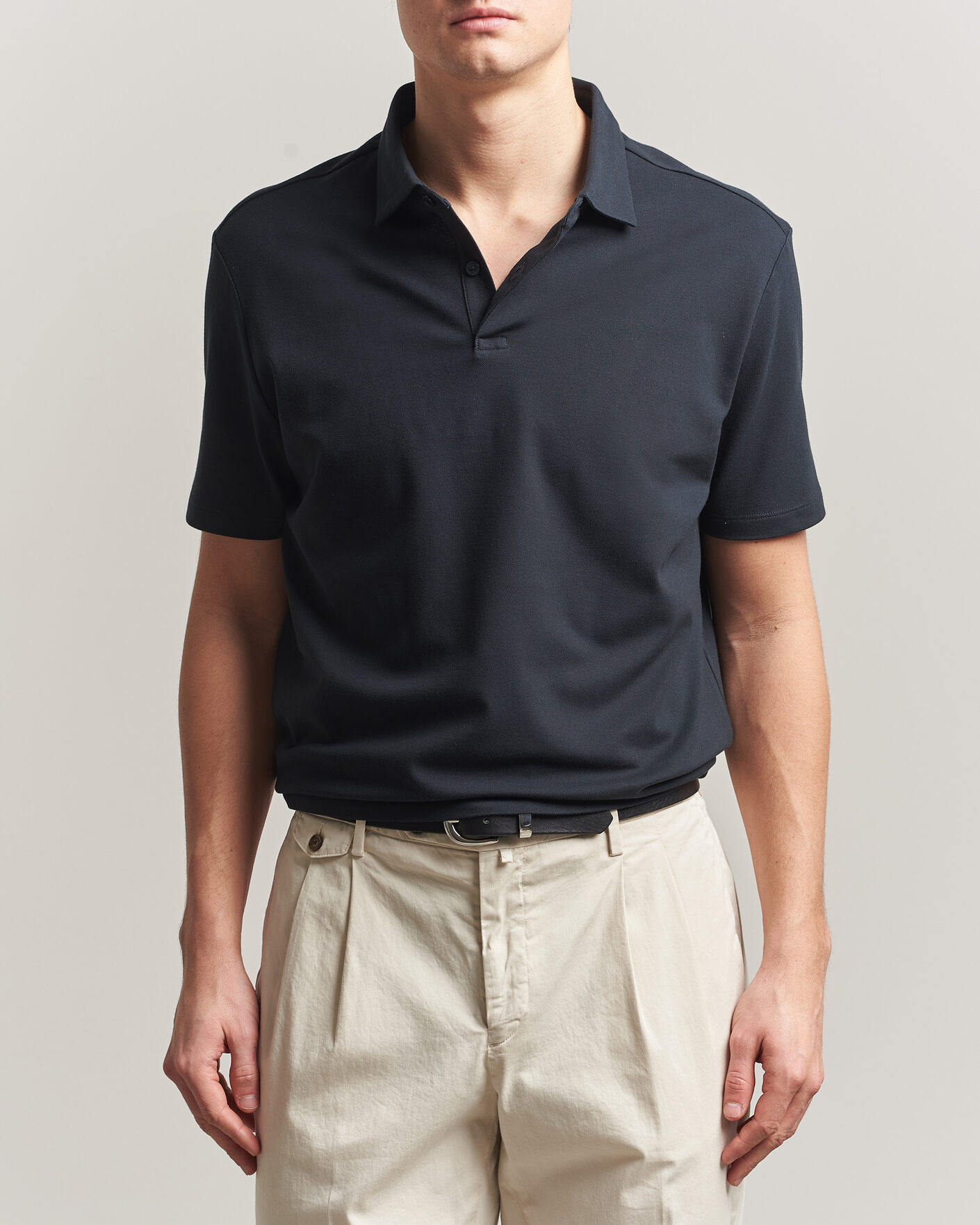 Heren | Polo's | Charles Tyrwhitt | Smart Stretch Pique Polo Black