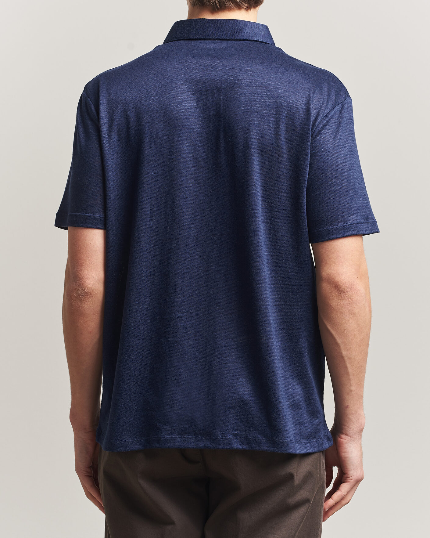 Heren | Polo's | Charles Tyrwhitt | Short Sleeve Linen Polo Navy