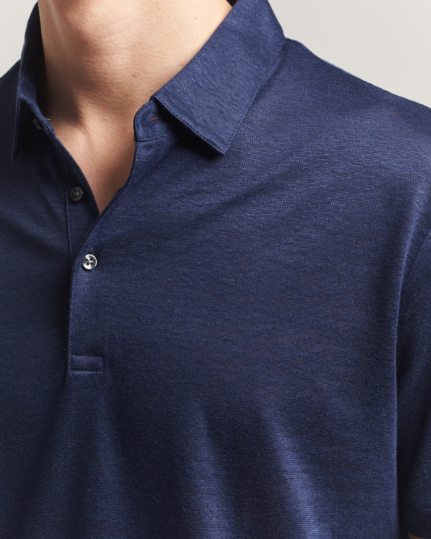 Heren | Polo's | Charles Tyrwhitt | Short Sleeve Linen Polo Navy