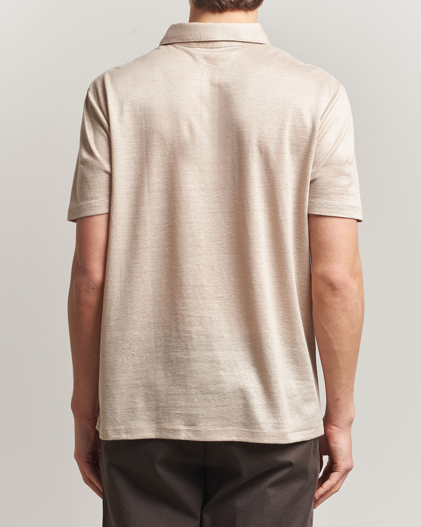 Heren | Polo's | Charles Tyrwhitt | Short Sleeve Linen Polo Oatmeal