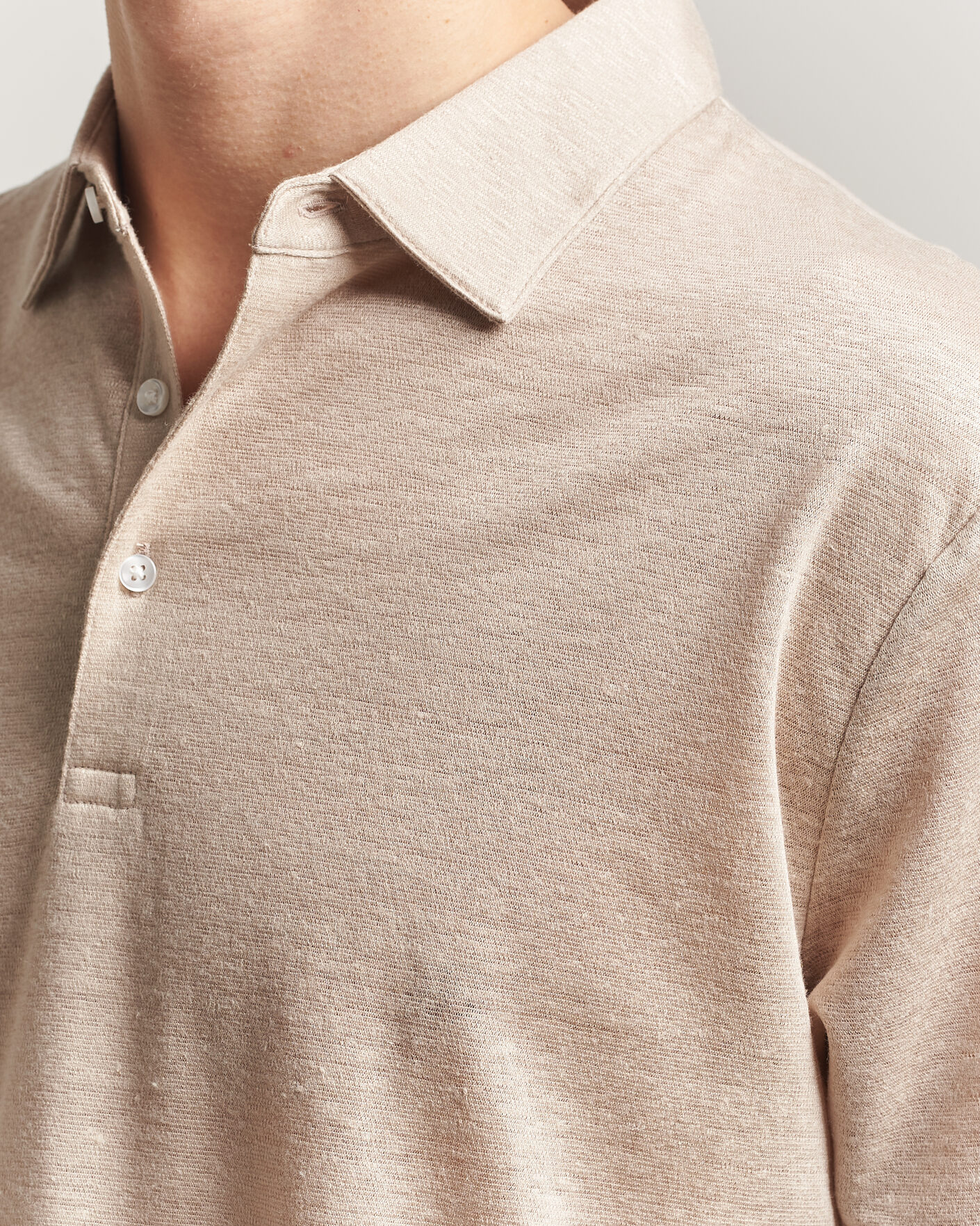 Heren | Polo's | Charles Tyrwhitt | Short Sleeve Linen Polo Oatmeal