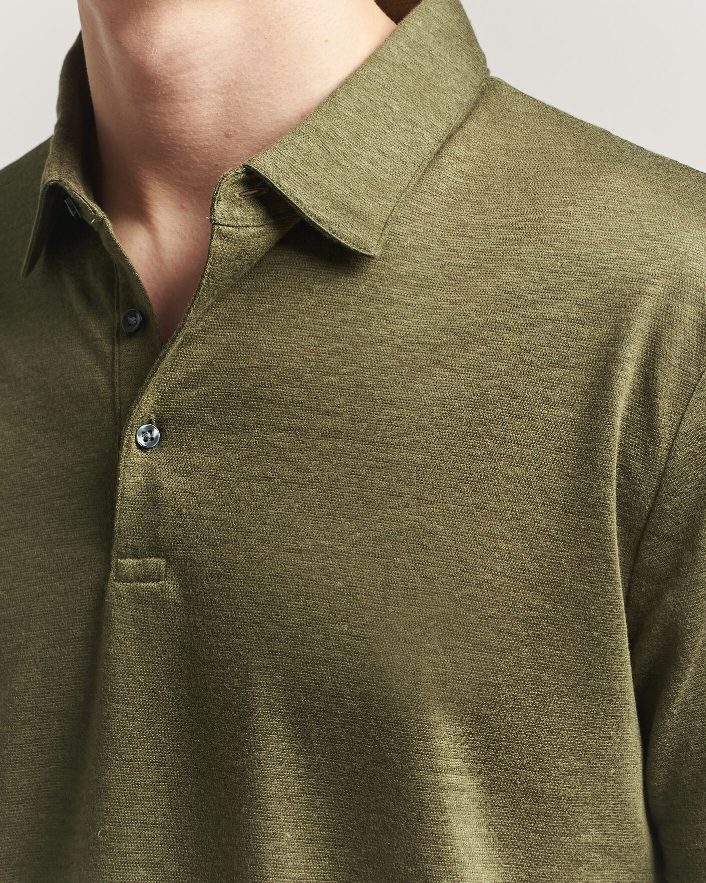 Heren | Polo's | Charles Tyrwhitt | Short Sleeve Linen Polo Olive
