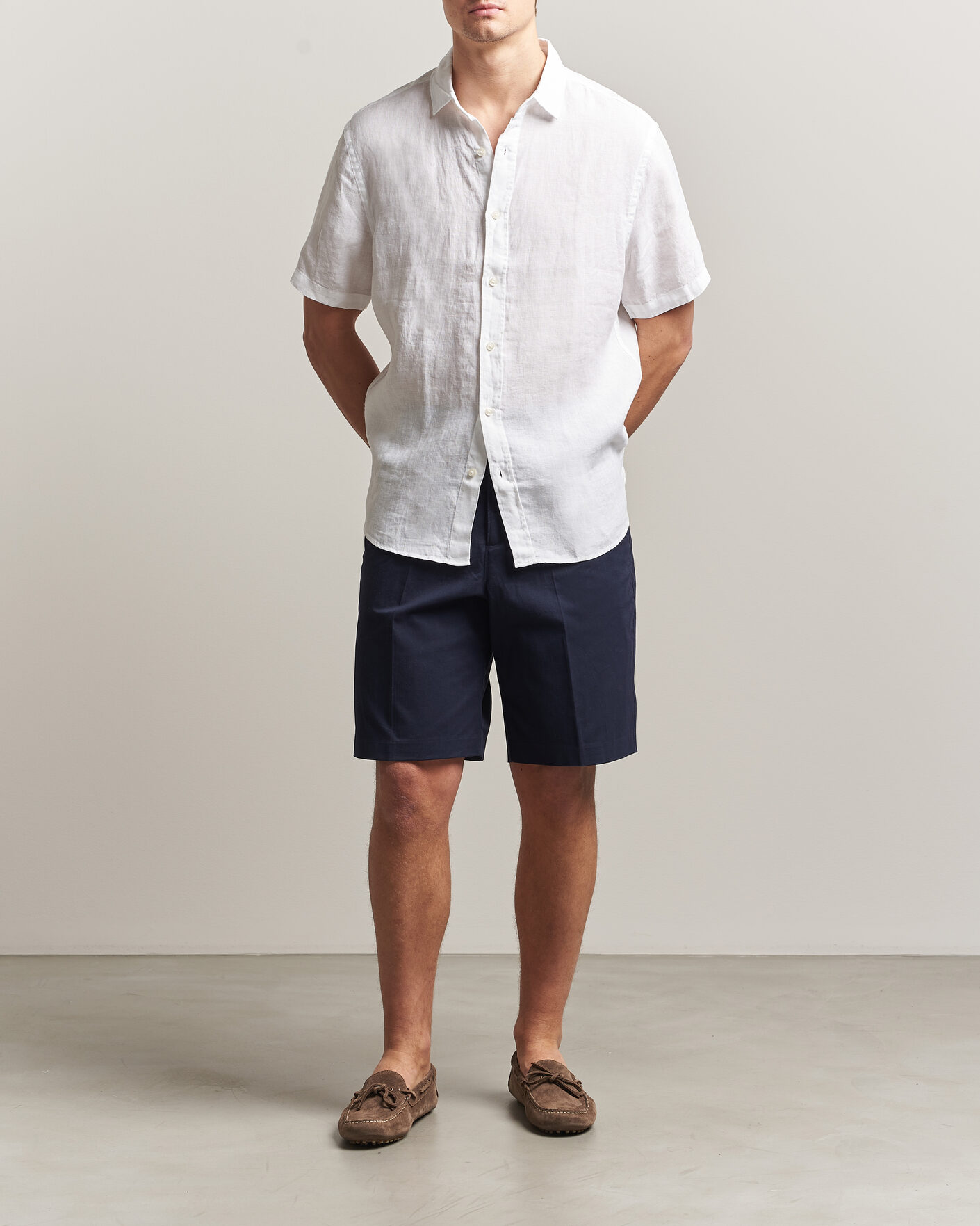Heren | Overhemden | Charles Tyrwhitt | Pure Linen Short Sleeve Slim Fit Shirt White