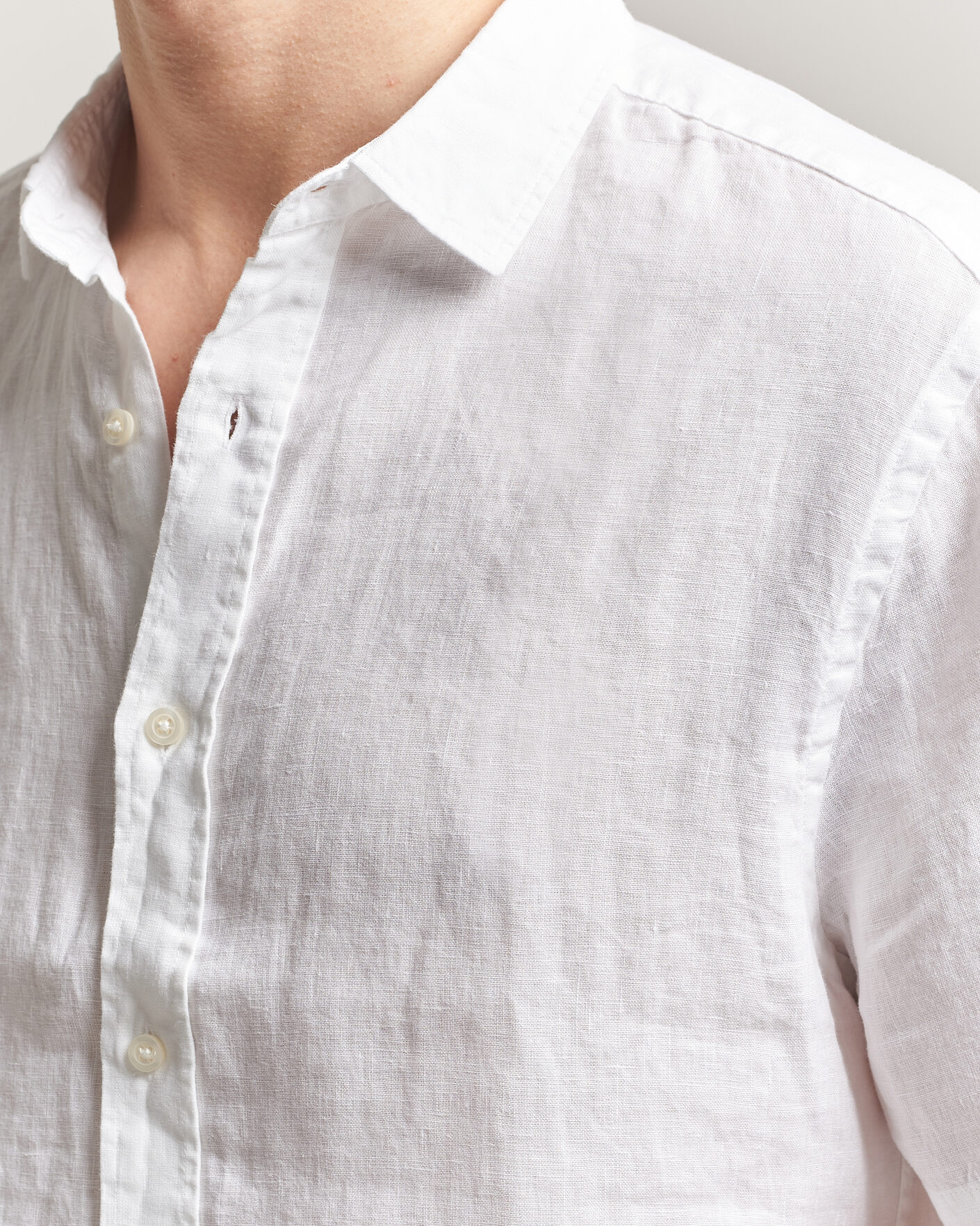 Heren | Overhemden | Charles Tyrwhitt | Pure Linen Short Sleeve Slim Fit Shirt White