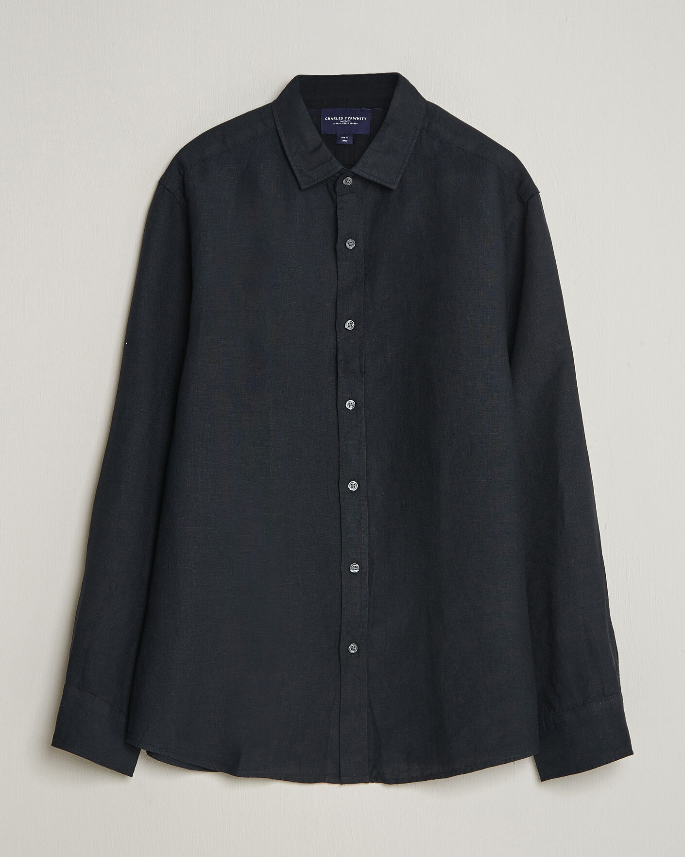 Heren | Overhemden | Charles Tyrwhitt | Pure Linen Slim Fit Shirt Black