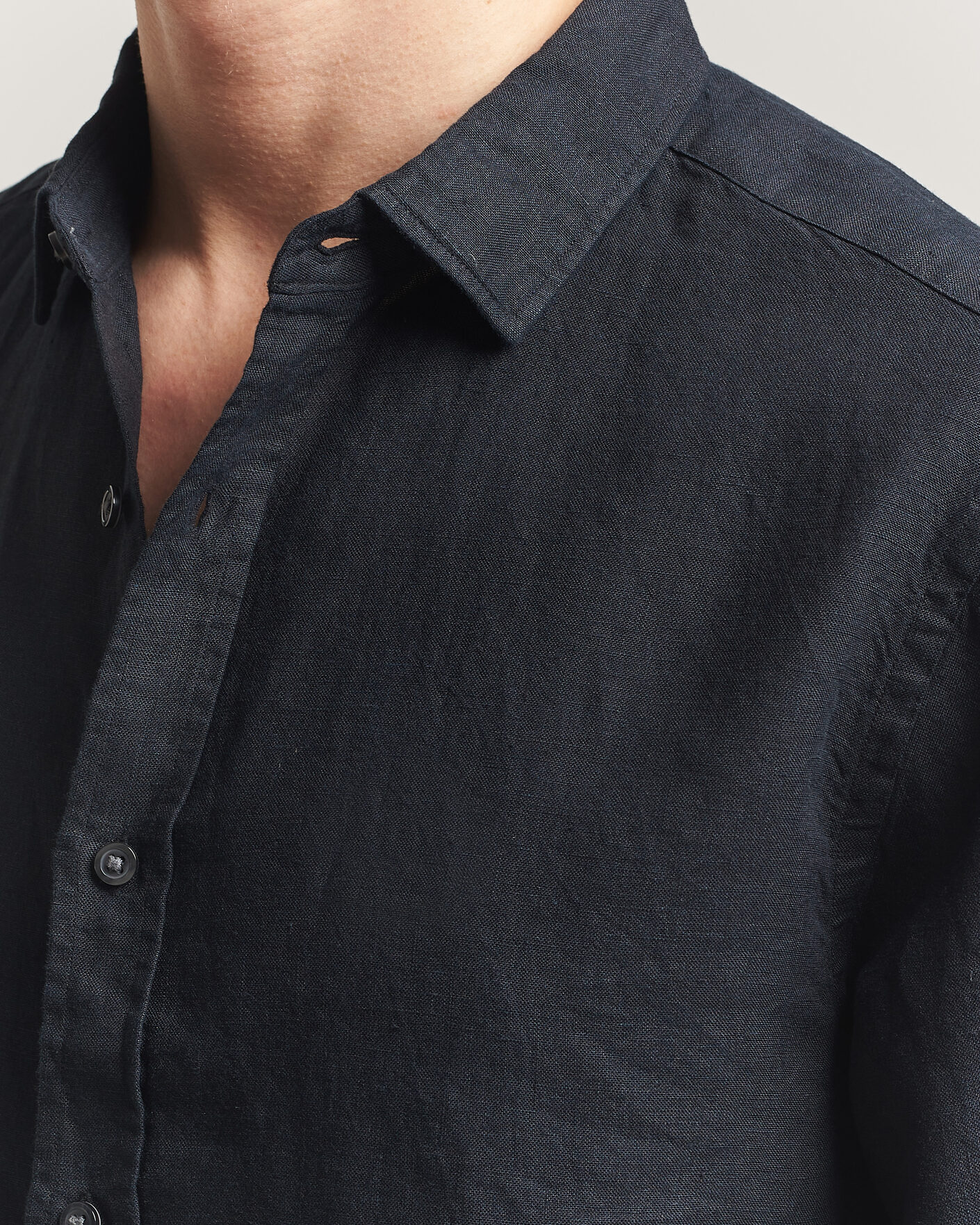 Heren | Overhemden | Charles Tyrwhitt | Pure Linen Slim Fit Shirt Black