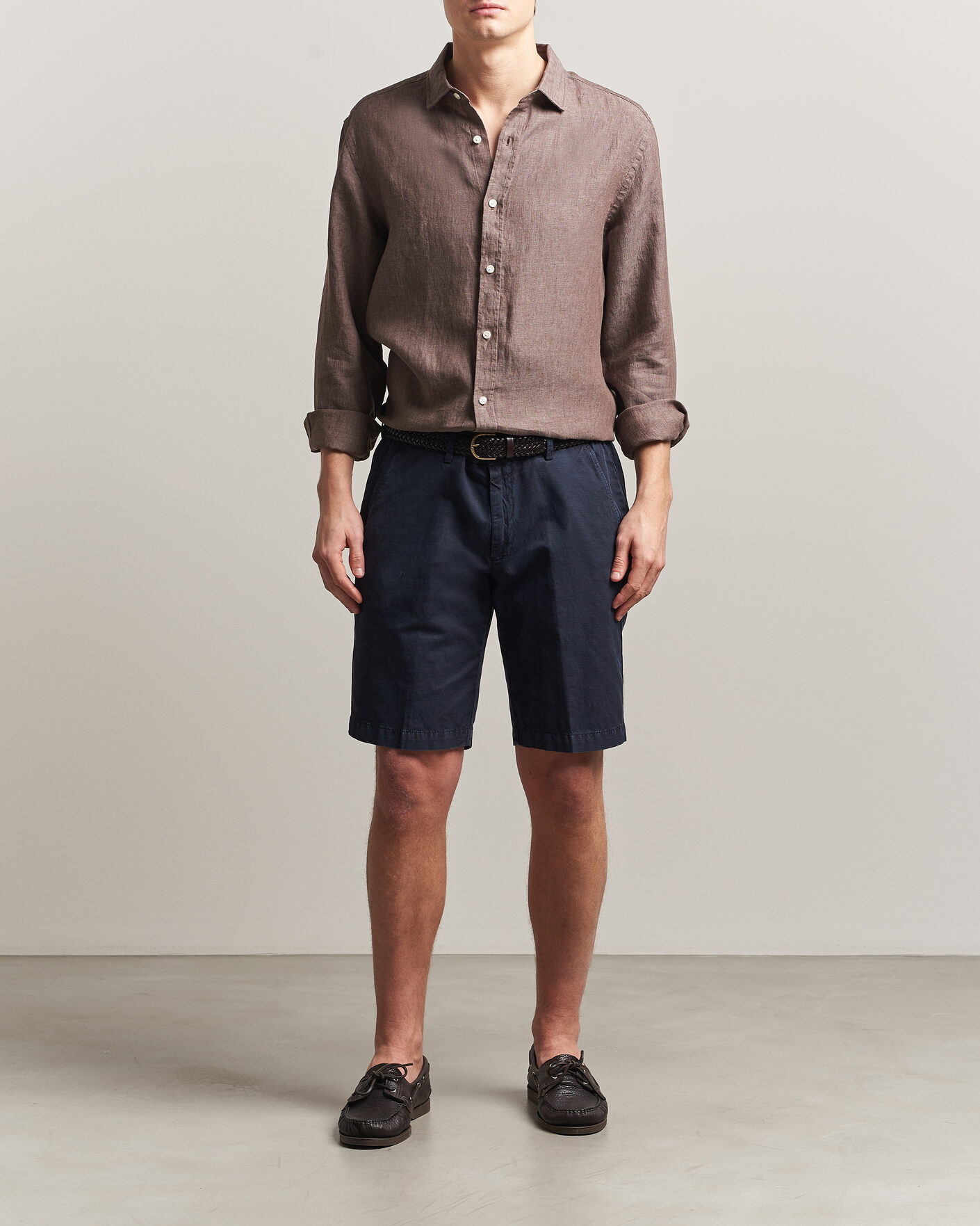 Heren | Overhemden | Charles Tyrwhitt | Pure Linen Slim Fit Shirt Mocha