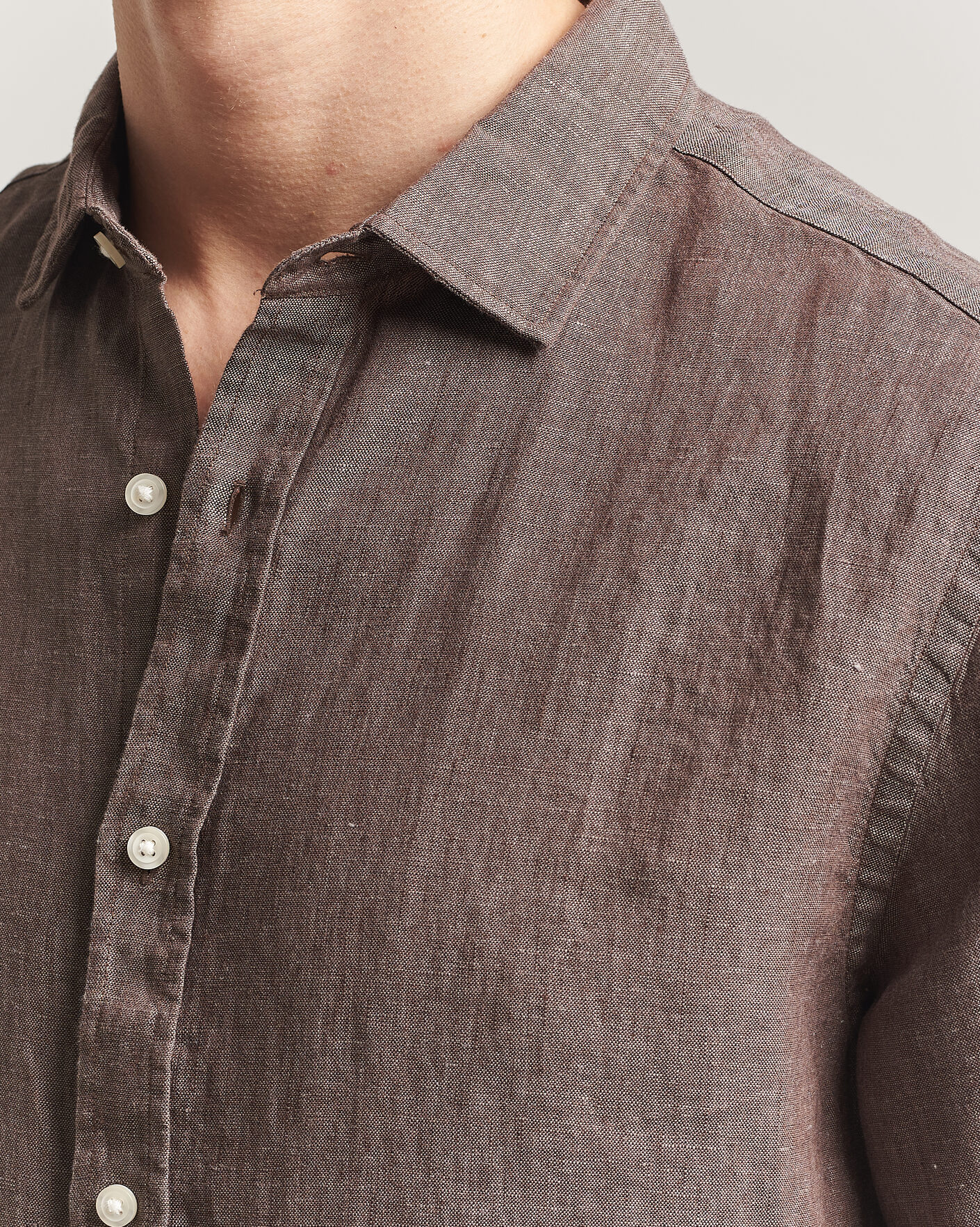 Heren | Overhemden | Charles Tyrwhitt | Pure Linen Slim Fit Shirt Mocha