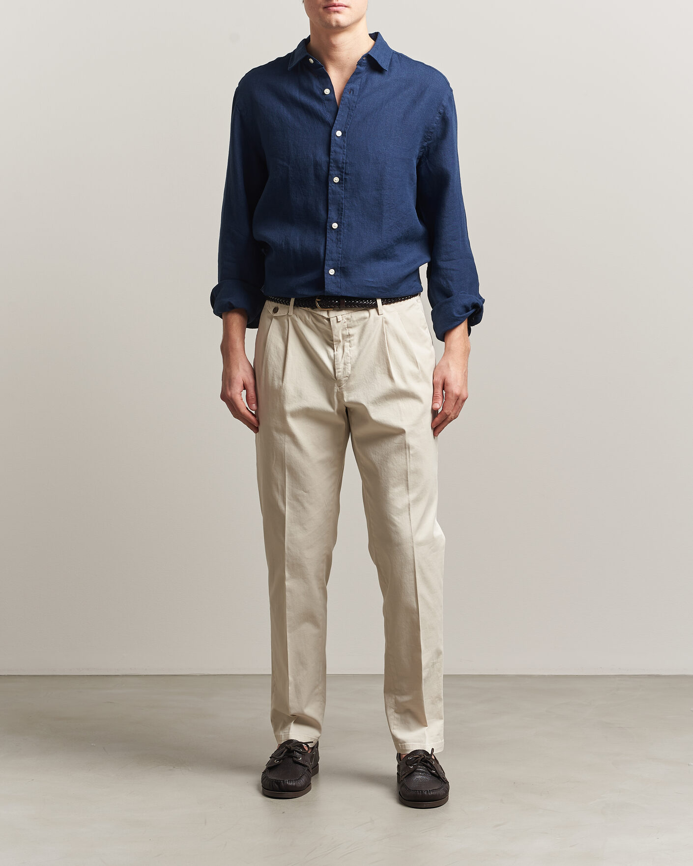 Heren | Overhemden | Charles Tyrwhitt | Pure Linen Slim Fit Shirt Navy