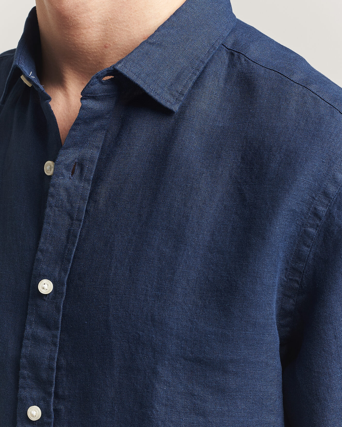 Heren | Overhemden | Charles Tyrwhitt | Pure Linen Slim Fit Shirt Navy