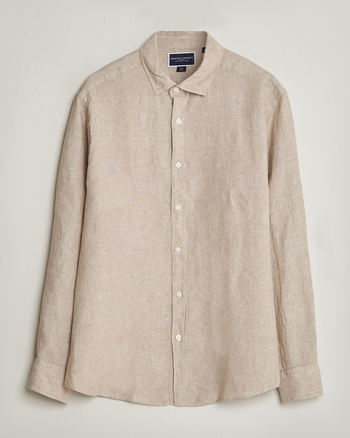 Heren | Overhemden | Charles Tyrwhitt | Pure Linen Slim Fit Shirt Oatmeal