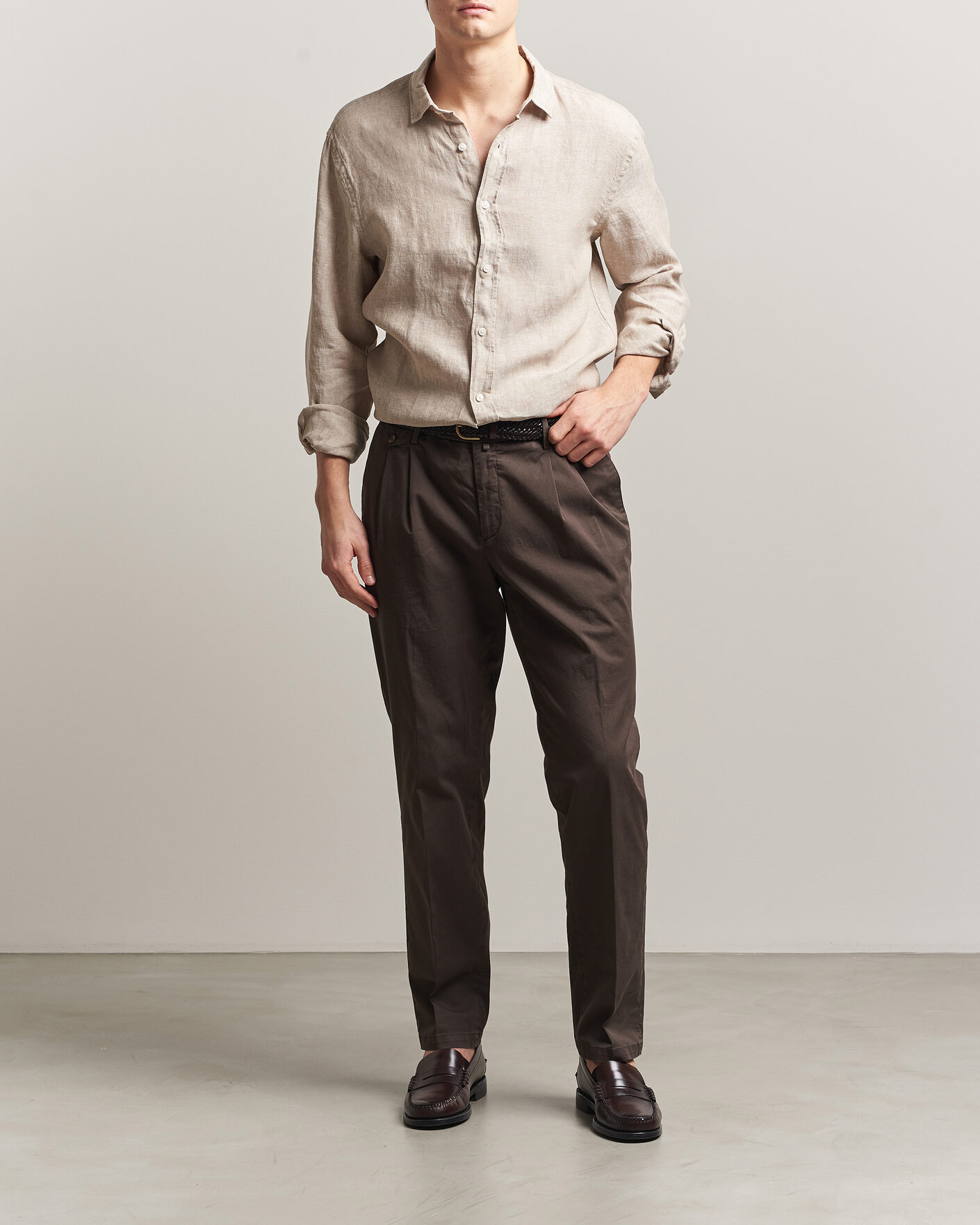 Heren | Overhemden | Charles Tyrwhitt | Pure Linen Slim Fit Shirt Oatmeal