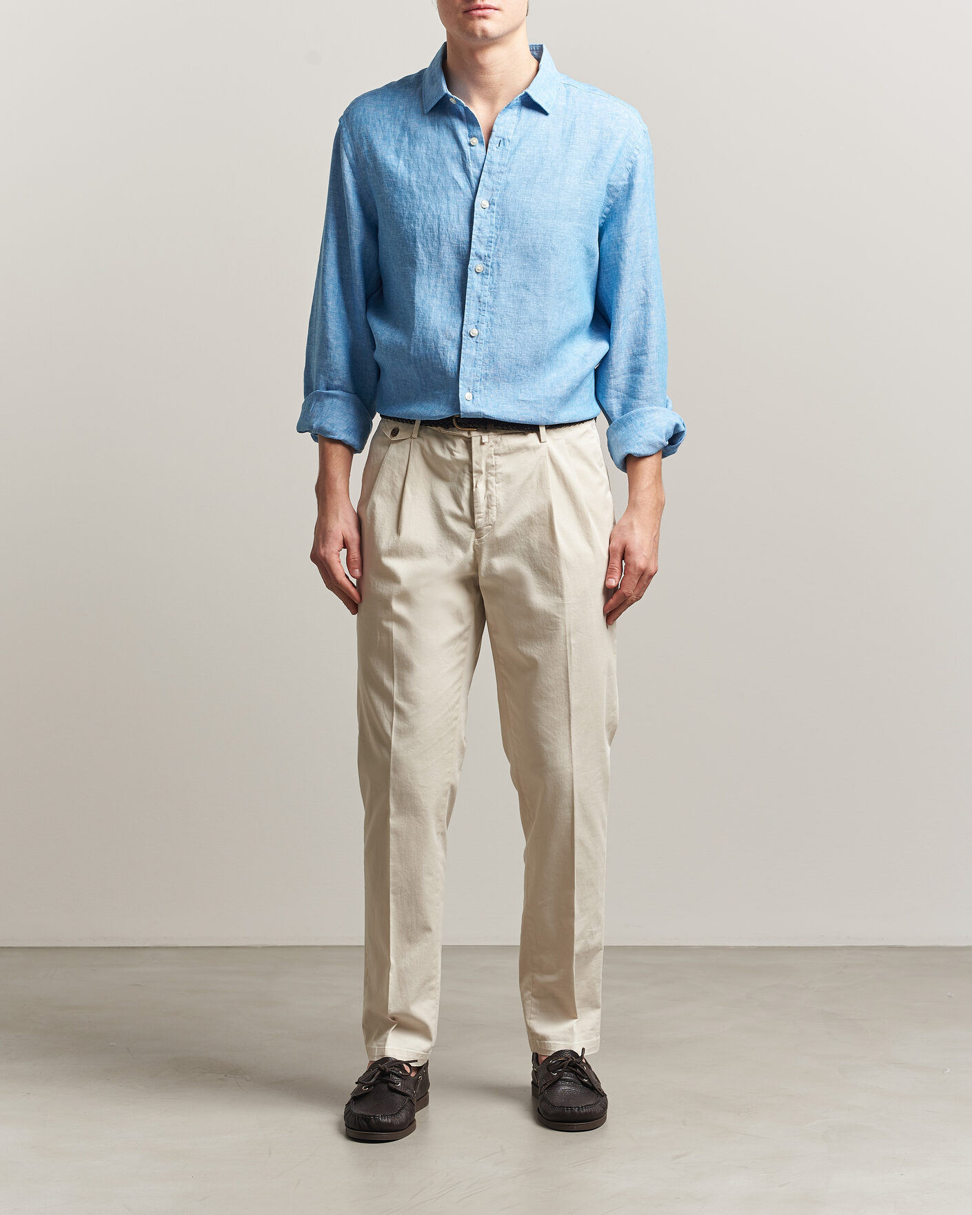 Heren | Overhemden | Charles Tyrwhitt | Pure Linen Slim Fit Shirt Ocean Blue