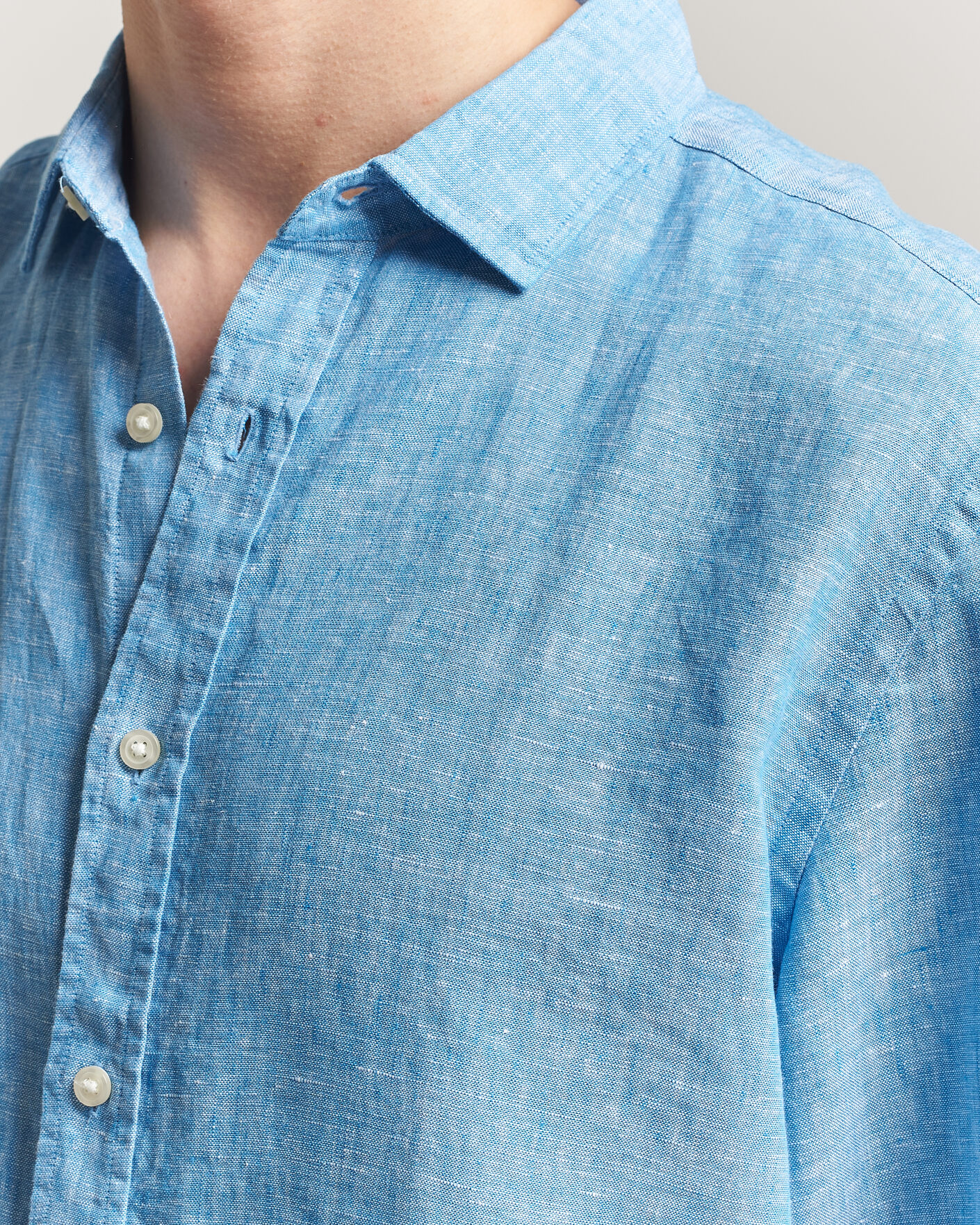 Heren | Overhemden | Charles Tyrwhitt | Pure Linen Slim Fit Shirt Ocean Blue