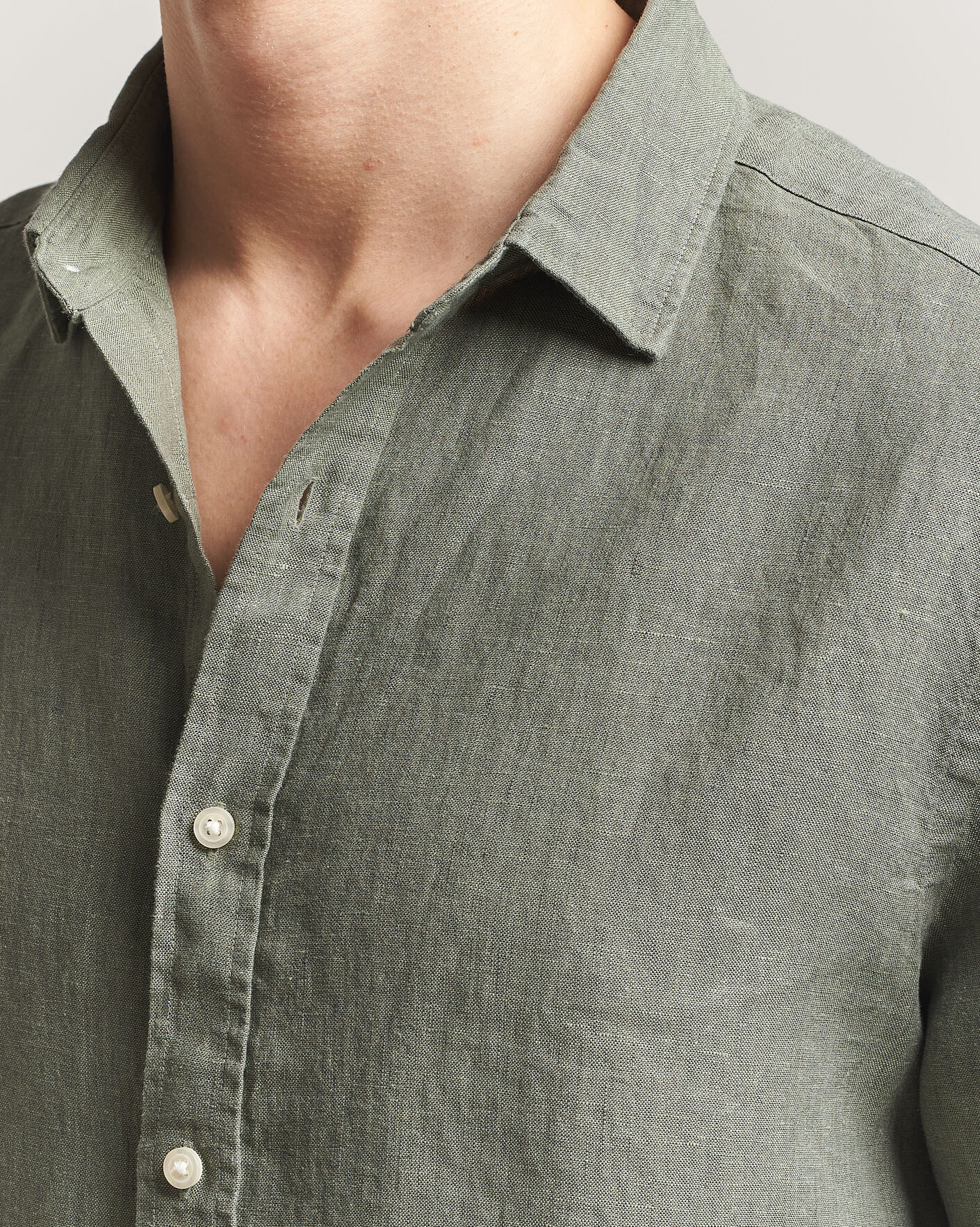 Heren | Overhemden | Charles Tyrwhitt | Pure Linen Slim Fit Shirt Olive Green