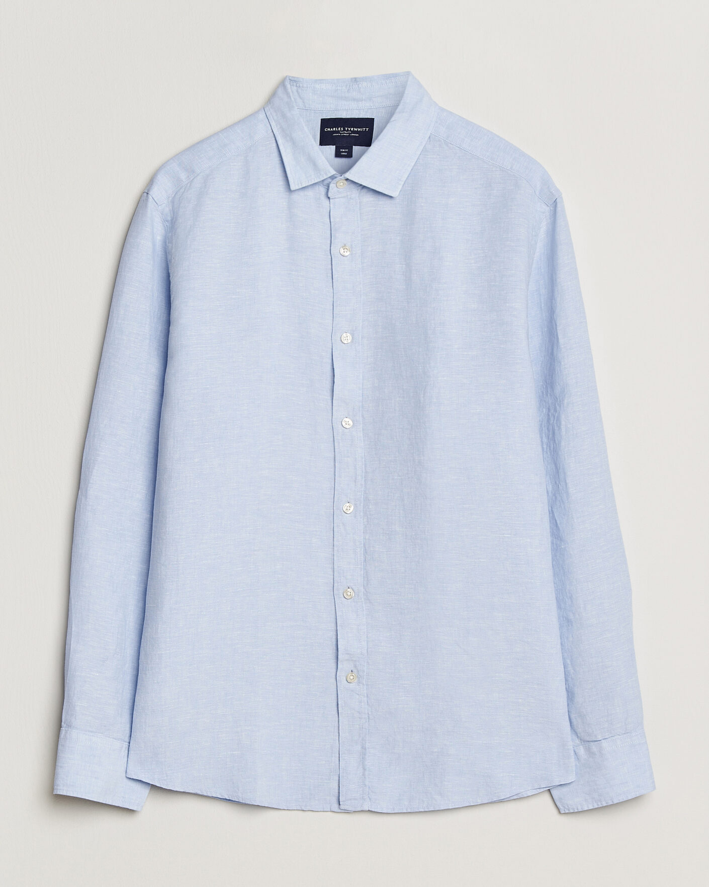 Heren | Overhemden | Charles Tyrwhitt | Pure Linen Slim Fit Shirt Sky Blue