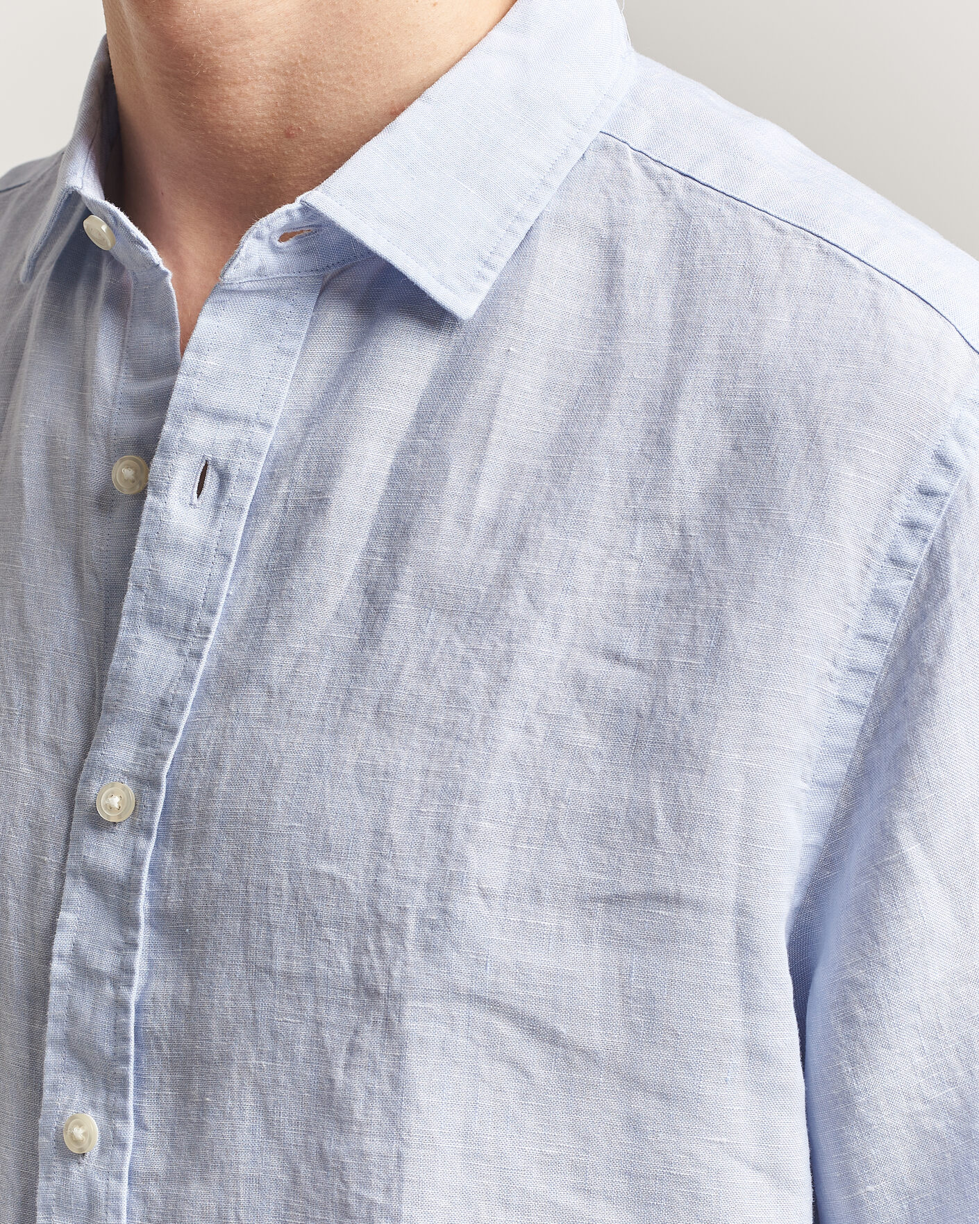 Heren | Overhemden | Charles Tyrwhitt | Pure Linen Slim Fit Shirt Sky Blue