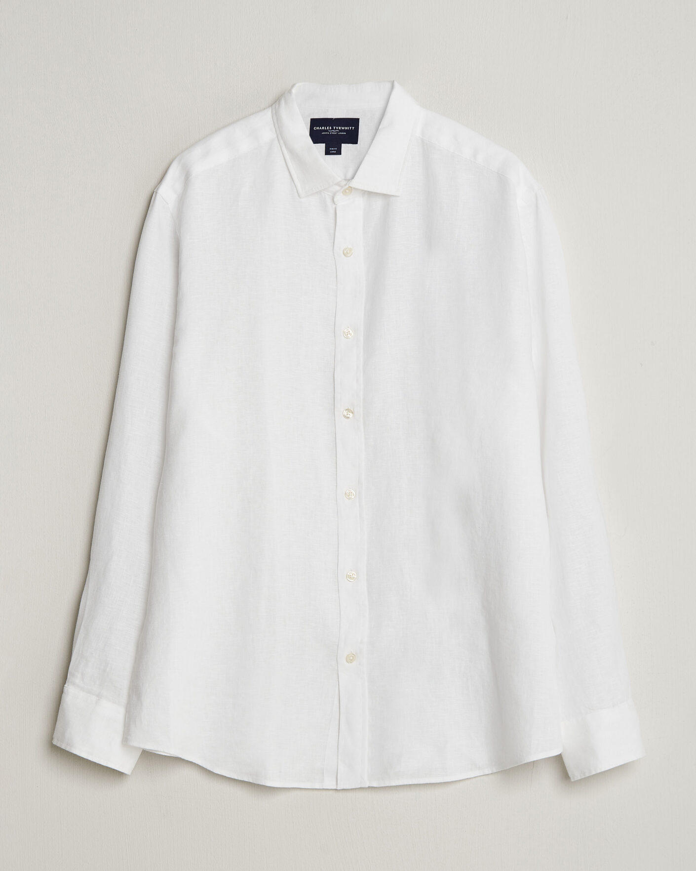 Heren | Overhemden | Charles Tyrwhitt | Pure Linen Slim Fit Shirt White