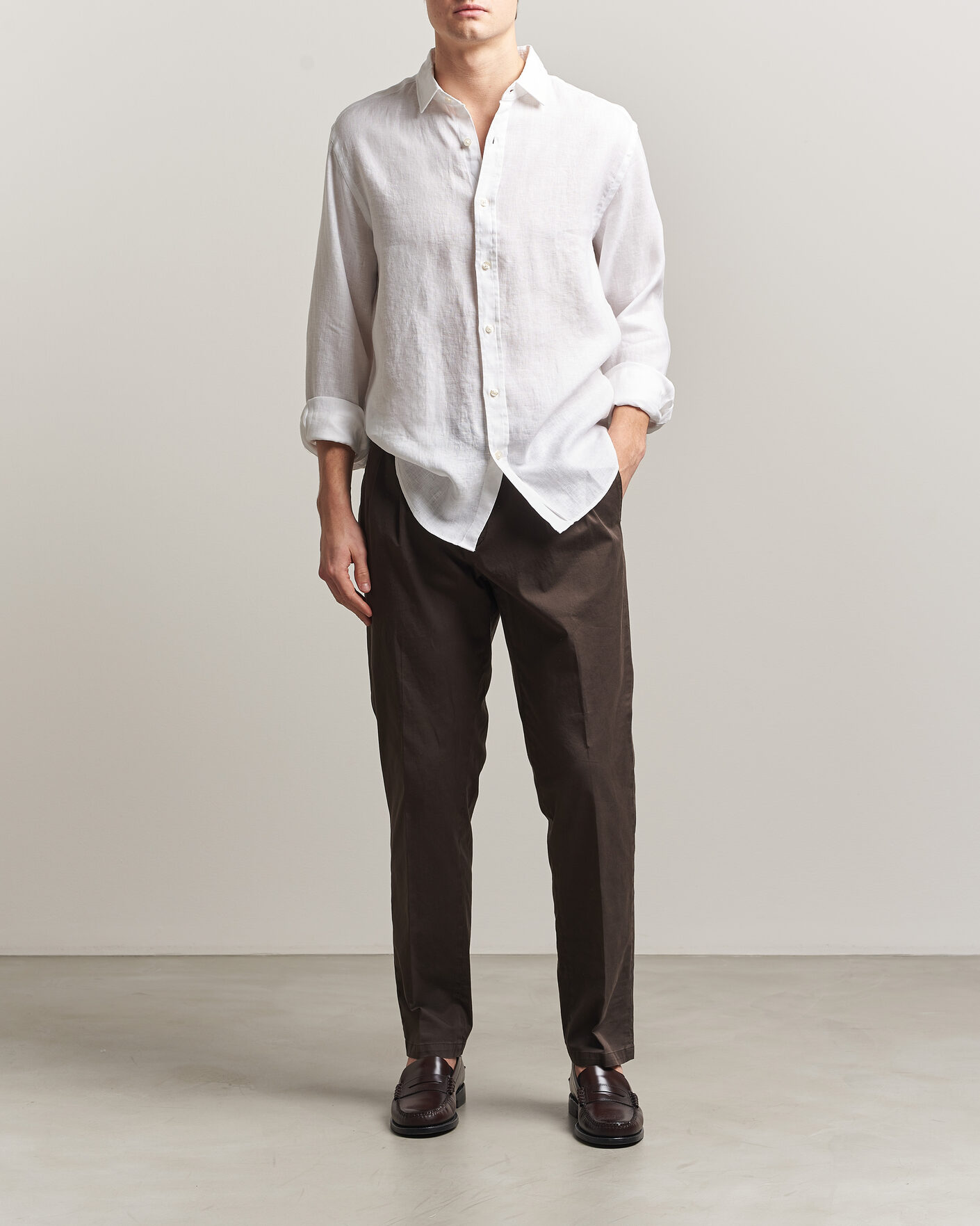 Heren | Overhemden | Charles Tyrwhitt | Pure Linen Slim Fit Shirt White