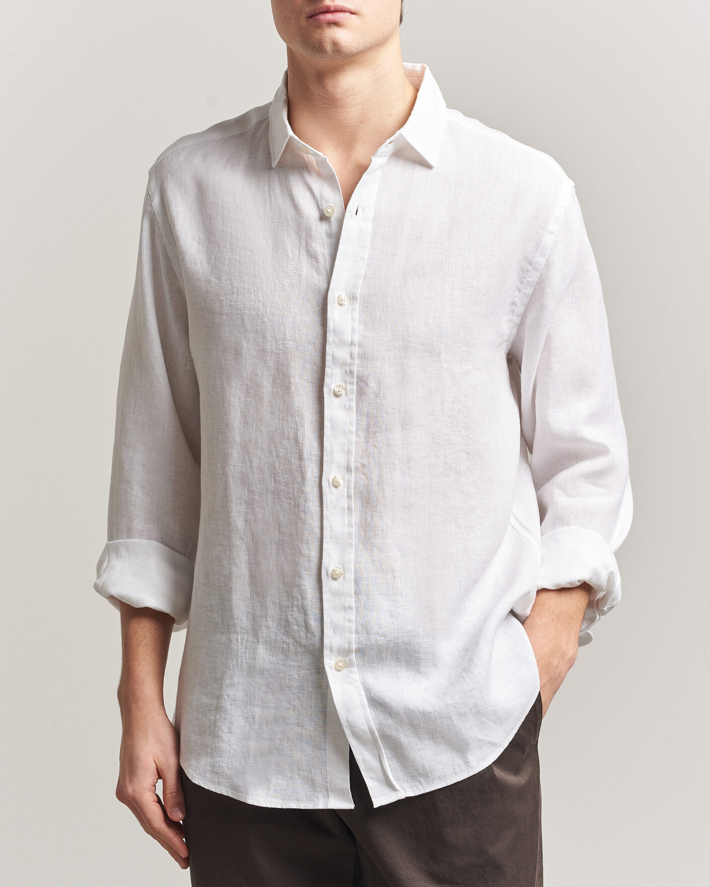 Heren | Overhemden | Charles Tyrwhitt | Pure Linen Slim Fit Shirt White