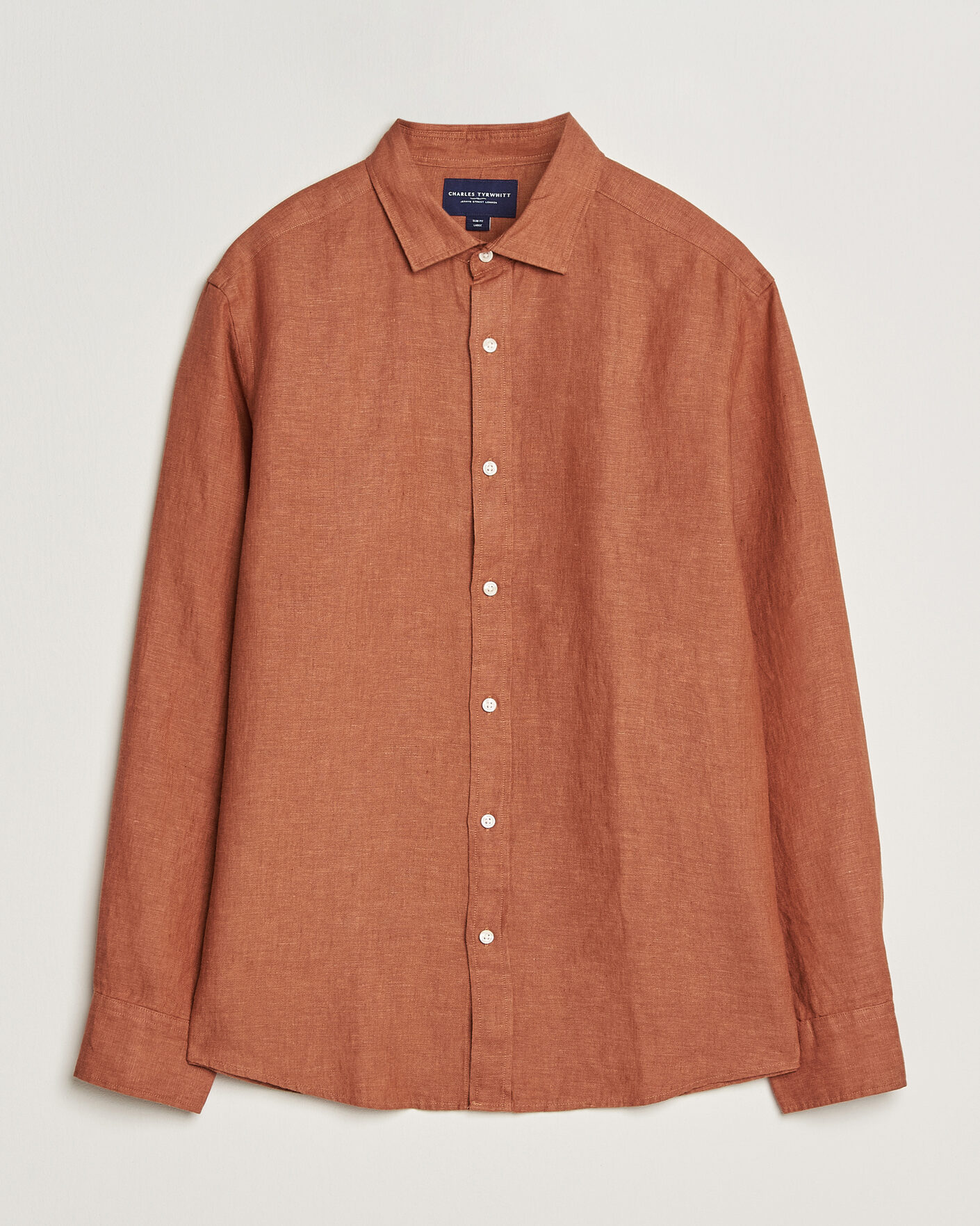 Heren | Overhemden | Charles Tyrwhitt | Pure Linen Slim Fit Shirt Burnt Orange