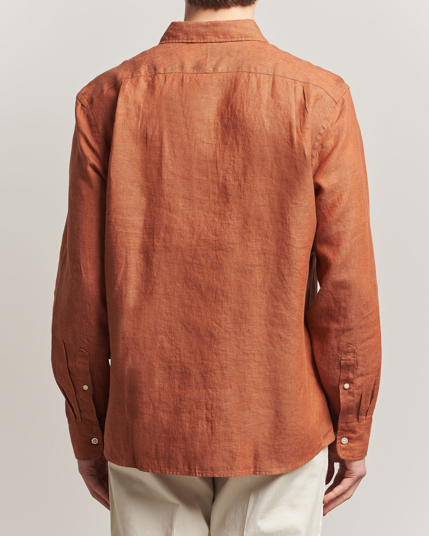 Heren | Overhemden | Charles Tyrwhitt | Pure Linen Slim Fit Shirt Burnt Orange