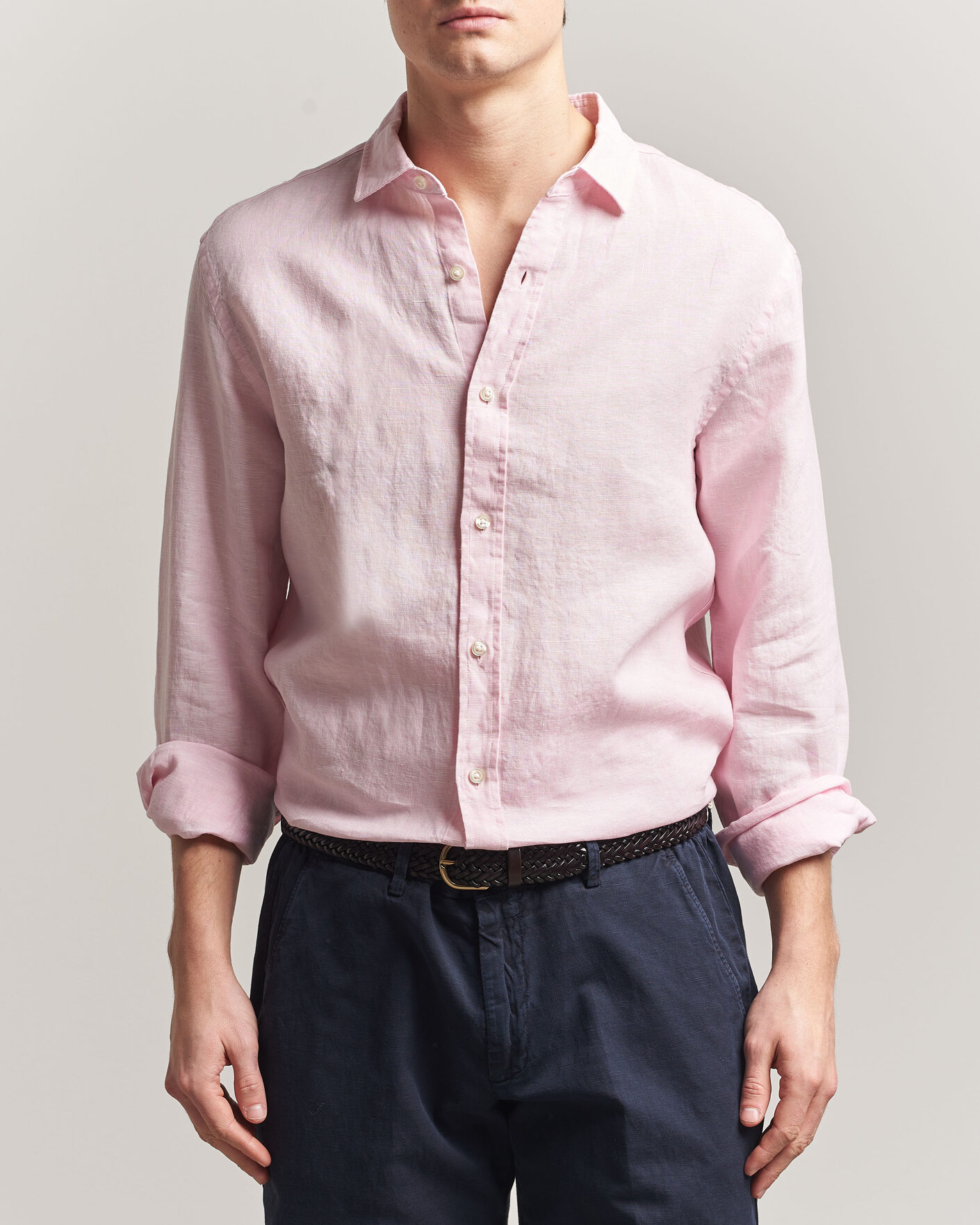 Heren | Overhemden | Charles Tyrwhitt | Pure Linen Slim Fit Shirt Pink