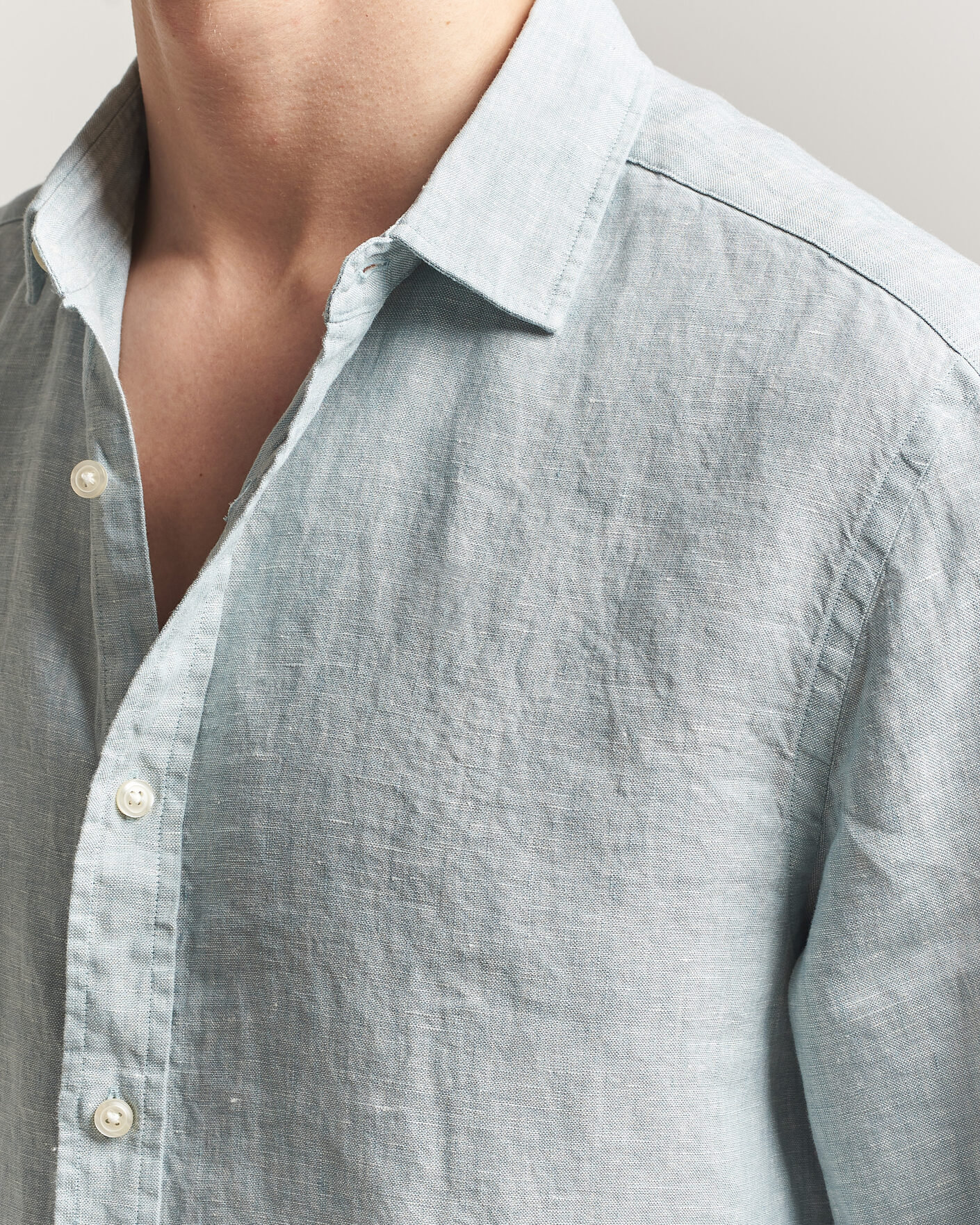 Heren | Overhemden | Charles Tyrwhitt | Pure Linen Slim Fit Shirt Pale Teal Green