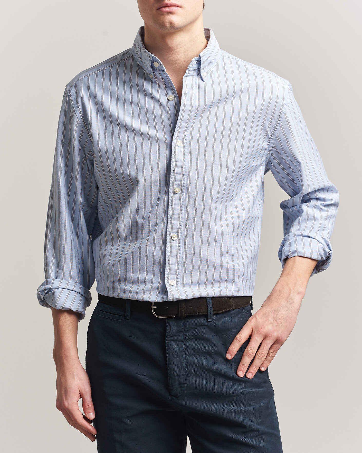 Heren | Overhemden | Charles Tyrwhitt | Button Down Stretch Oxford Shirt Blue