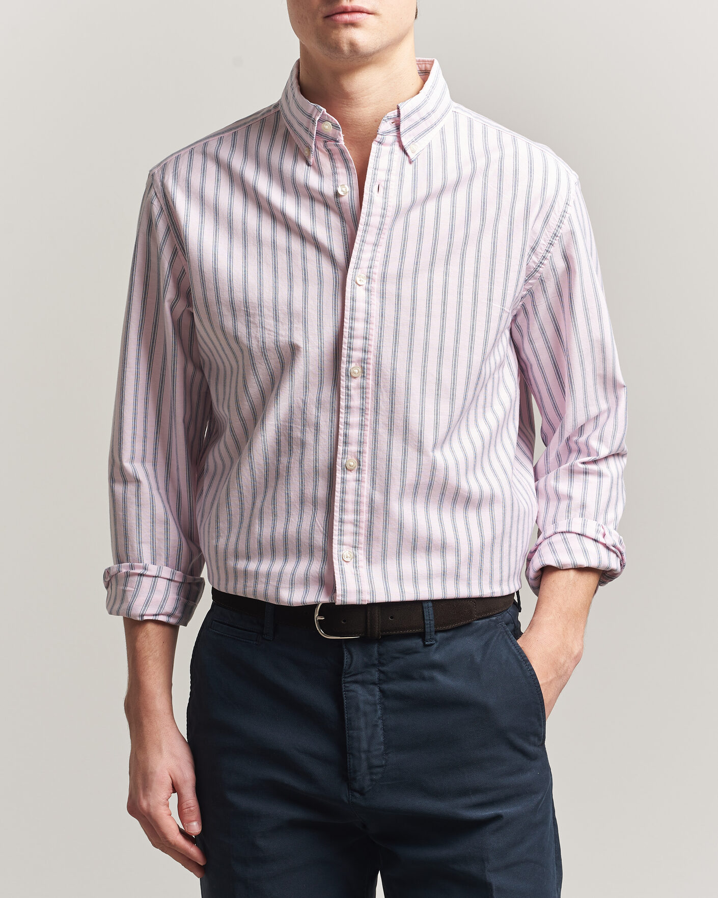 Heren | Overhemden | Charles Tyrwhitt | Button Down Stretch Oxford Shirt Light Pink