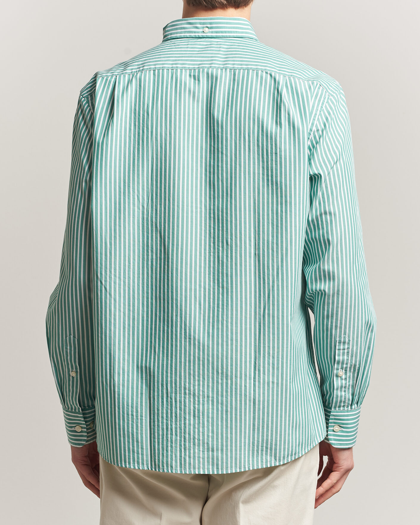 Heren | Overhemden | Charles Tyrwhitt | Button Down Stretch Poplin Shirt Green Stripe