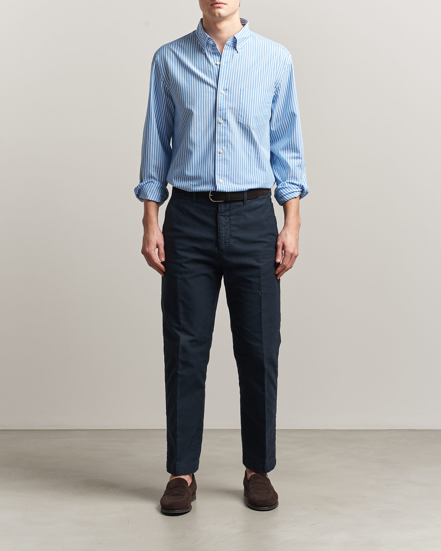 Heren | Overhemden | Charles Tyrwhitt | Button Down Stretch Poplin Shirt Ocean Blue