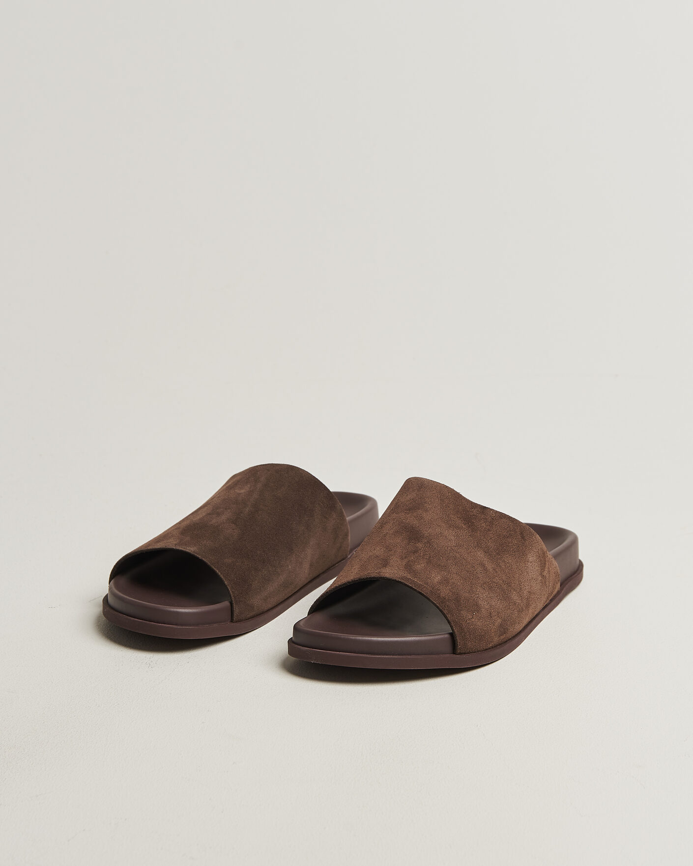 Heren | Sandalen slides | Thera's | Classic Slide Sandals Dark Brown Suede