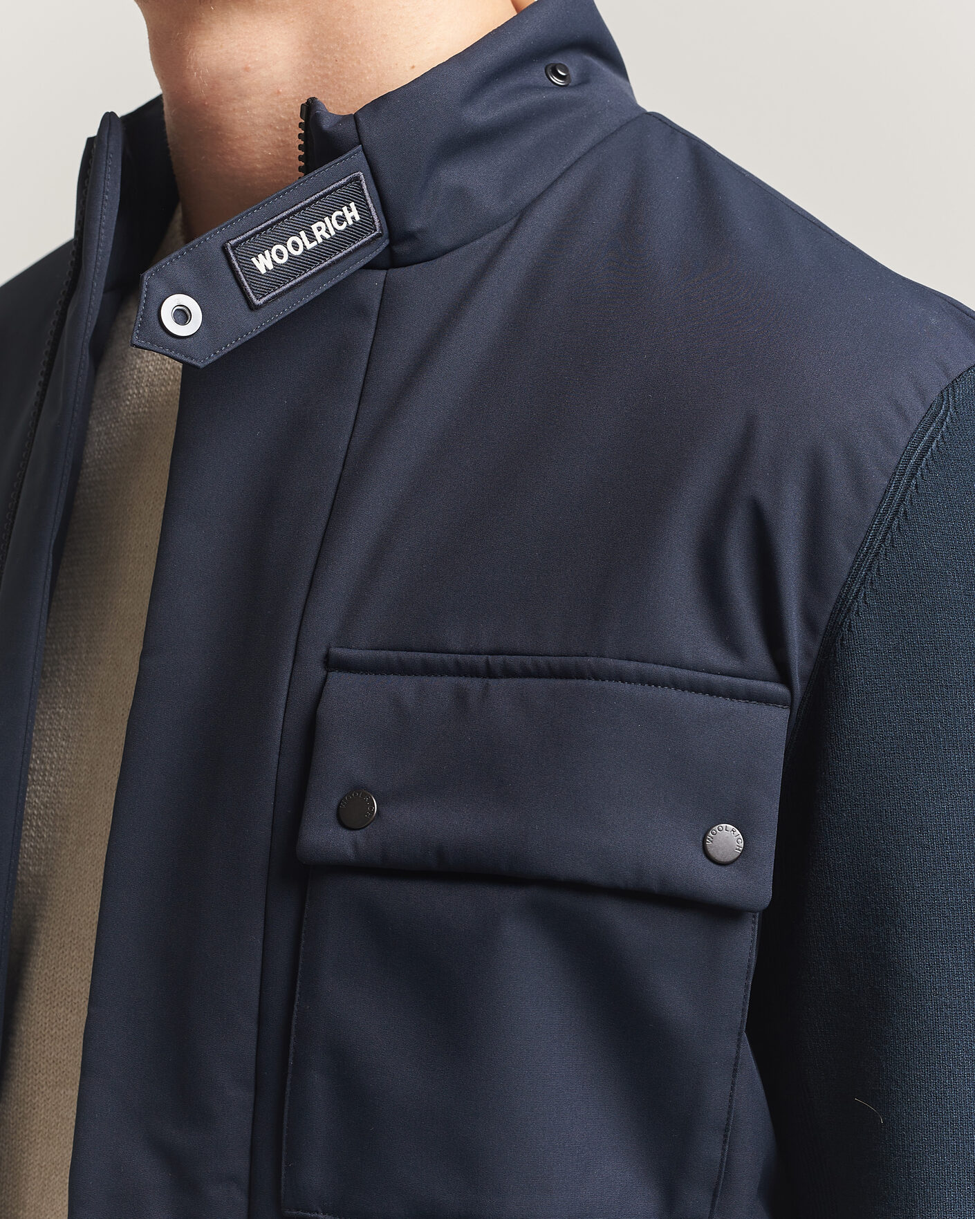 Heren | Jassen | Woolrich | Two Layers Hybrid Jacket Melton Blue