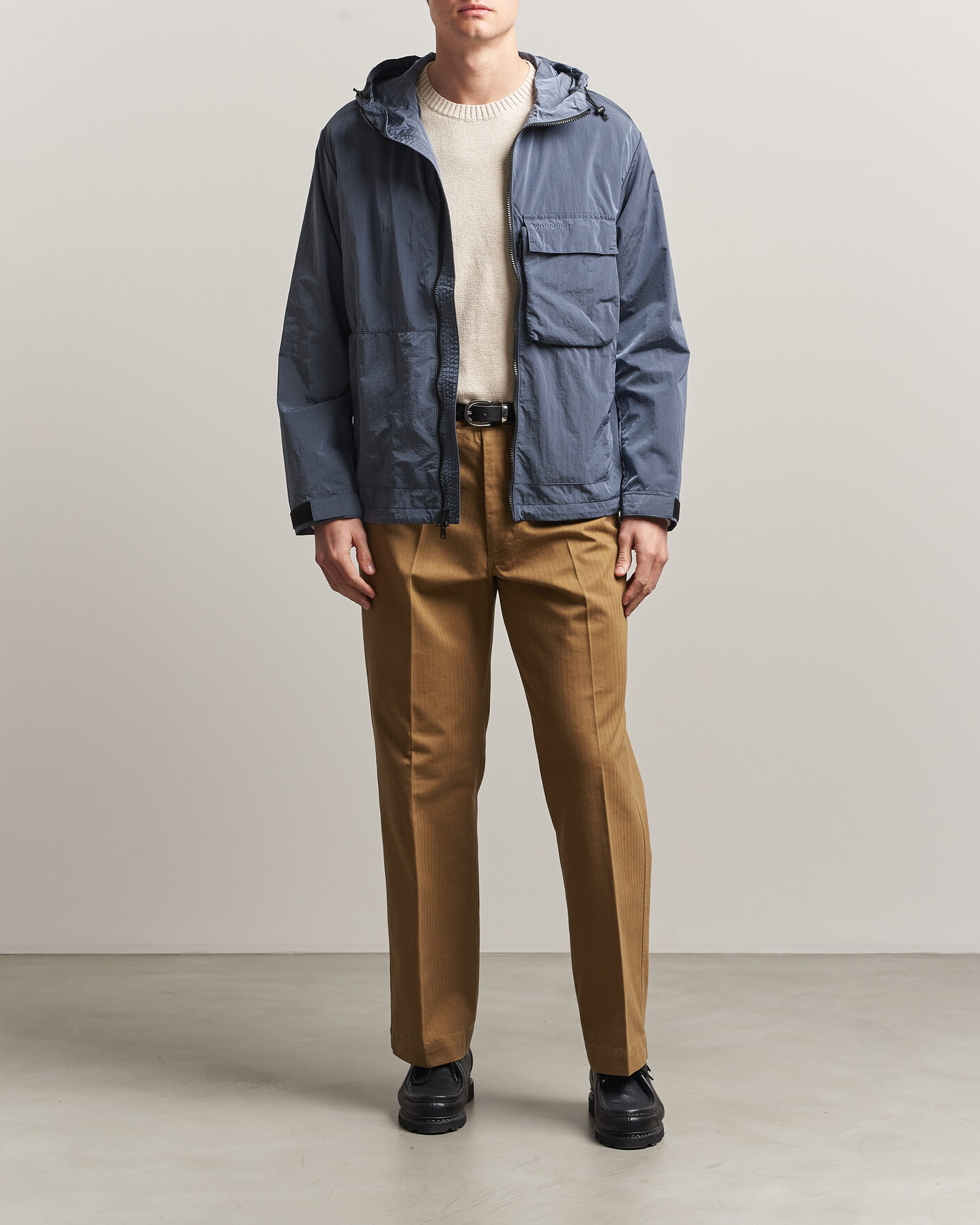 Heren | Jassen | Woolrich | Shiny Nylon Hooded Jacket Grisaille