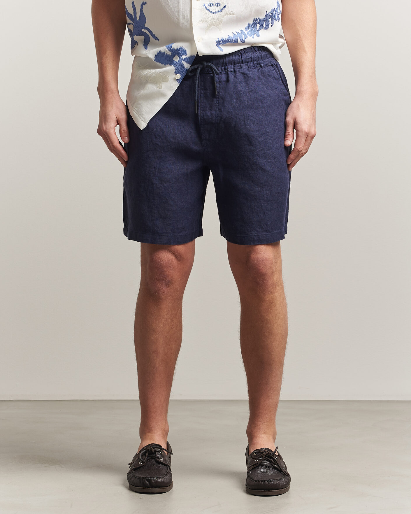Heren | Korte broek | OAS | Porto Linen Shorts Navy