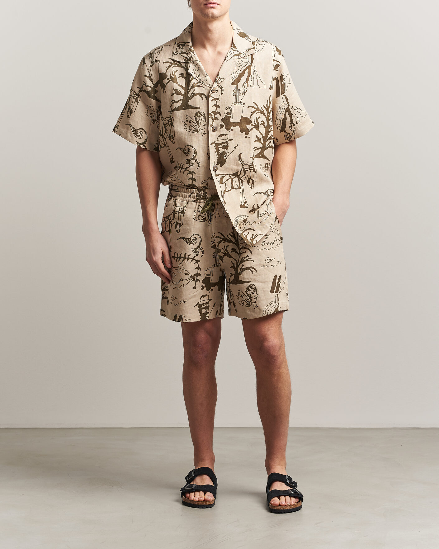 Heren | Korte broek | OAS | Porto Linen Shorts Poplan