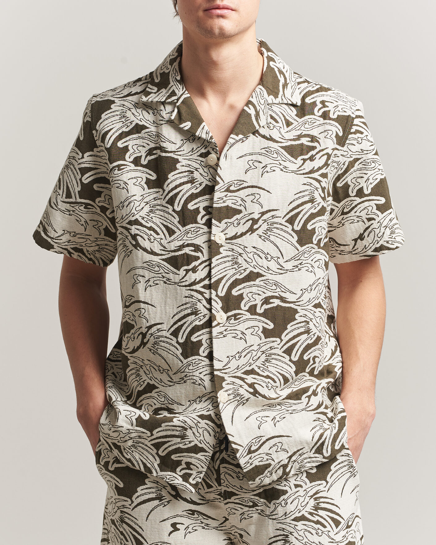 Heren | Overhemden | OAS | Cuba Short Sleeve Shirt Rouge Ecru