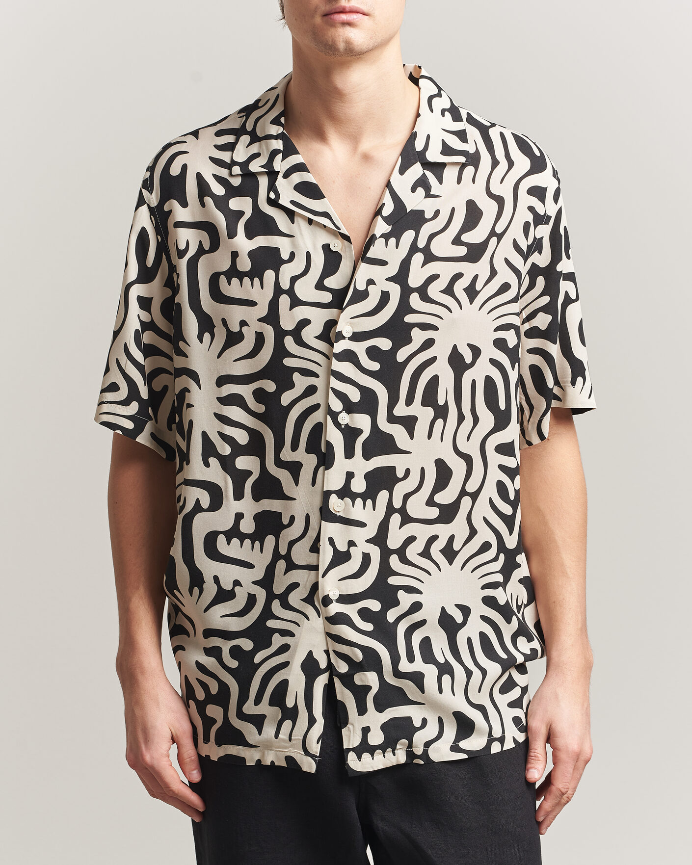 Heren | Overhemden | OAS | Rocco Viscose Short Sleeve Shirt Loefy