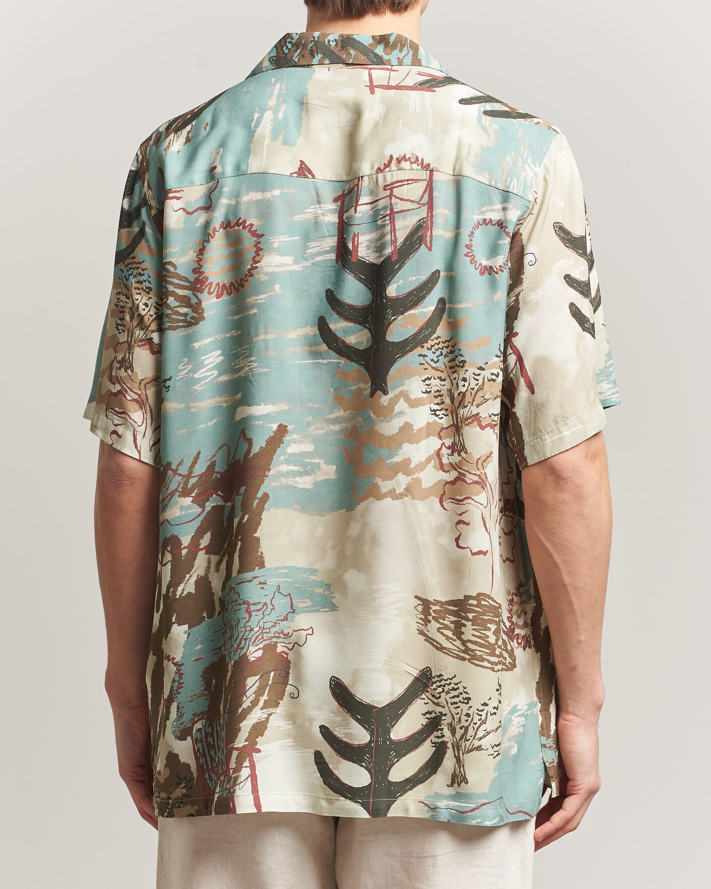 Heren | Overhemden | OAS | Rocco Viscose Short Sleeve Shirt Montara