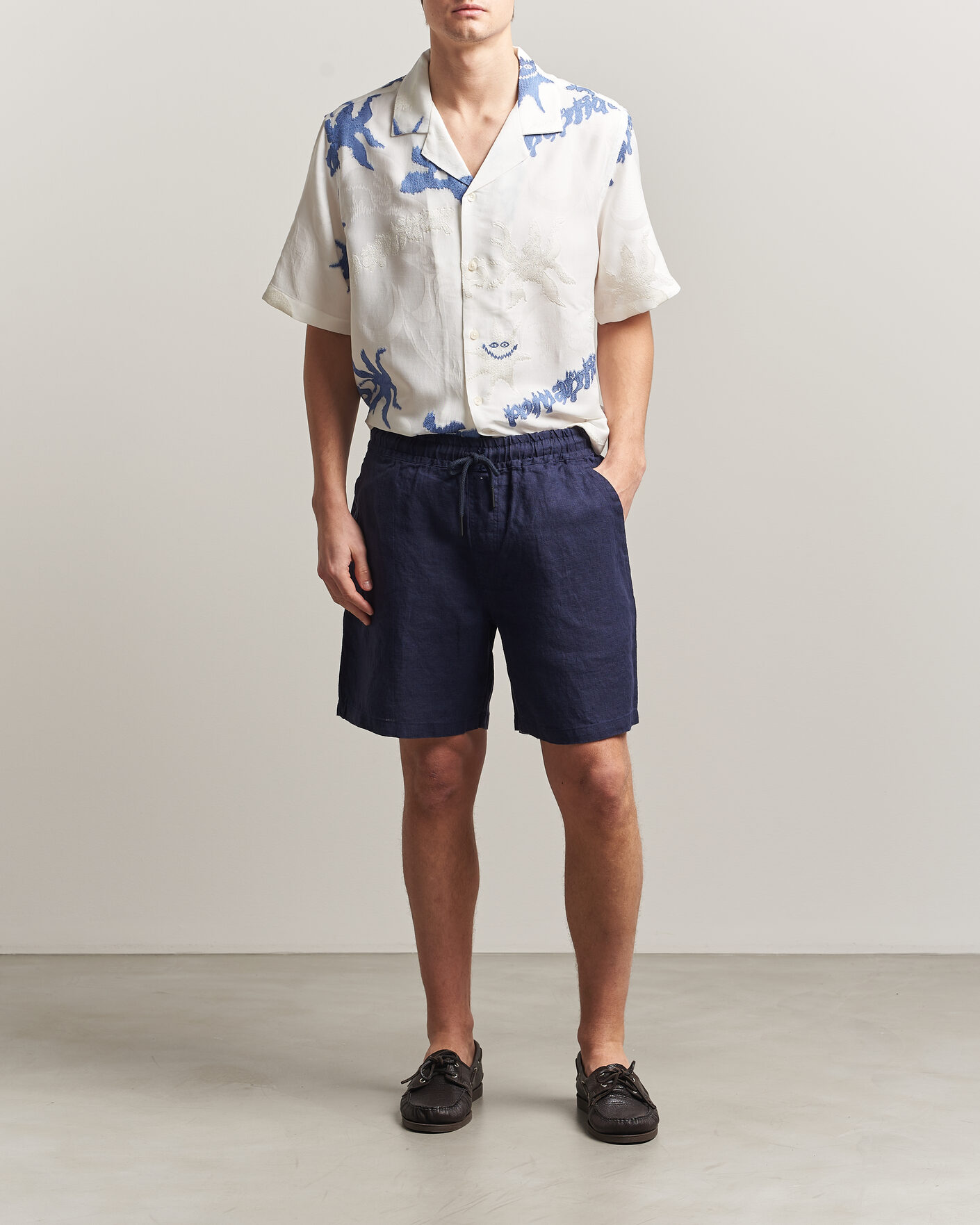 Heren | Overhemden | OAS | Rocco Lyocell Mix Short Sleeve Shirt Romantique