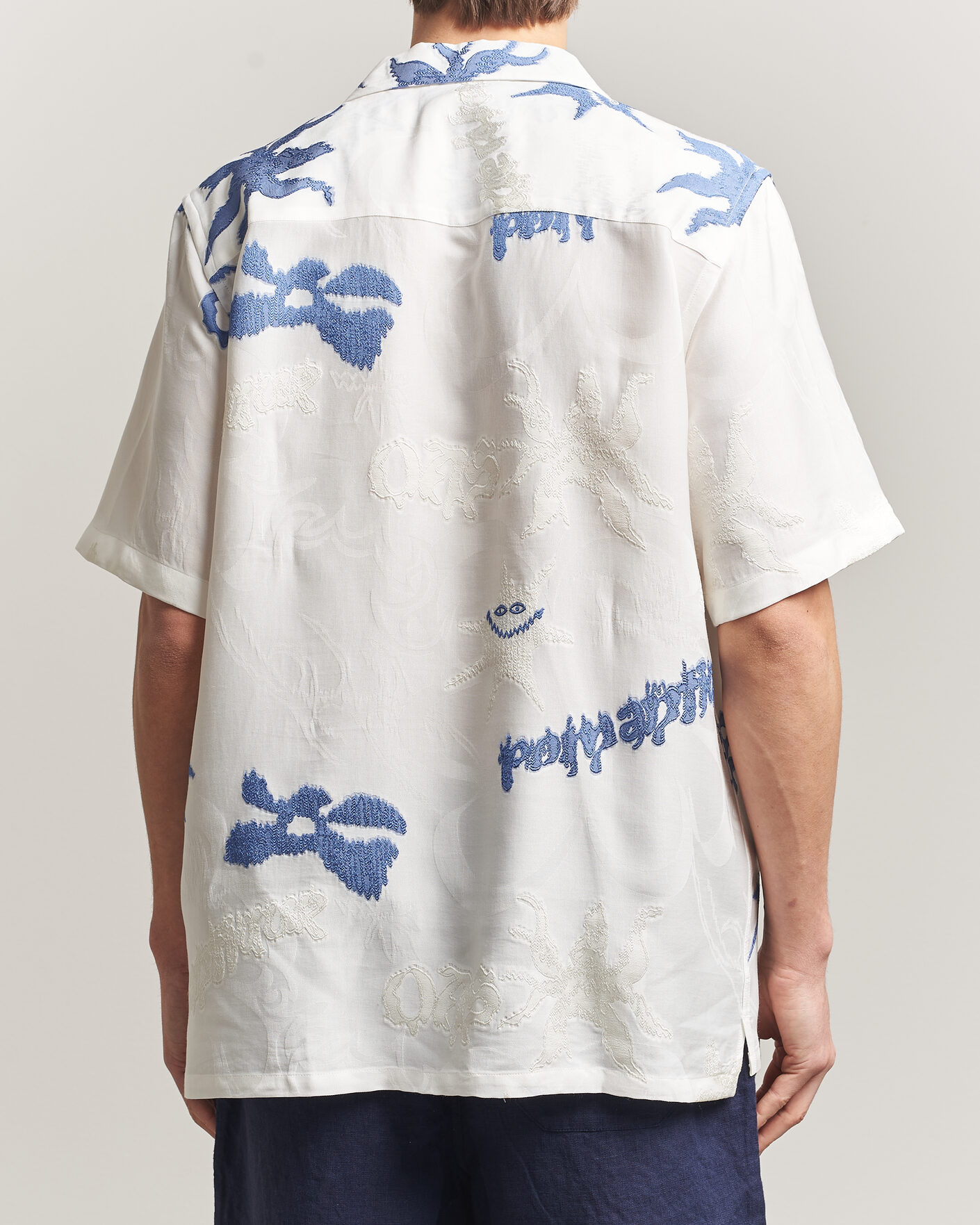 Heren | Overhemden | OAS | Rocco Lyocell Mix Short Sleeve Shirt Romantique