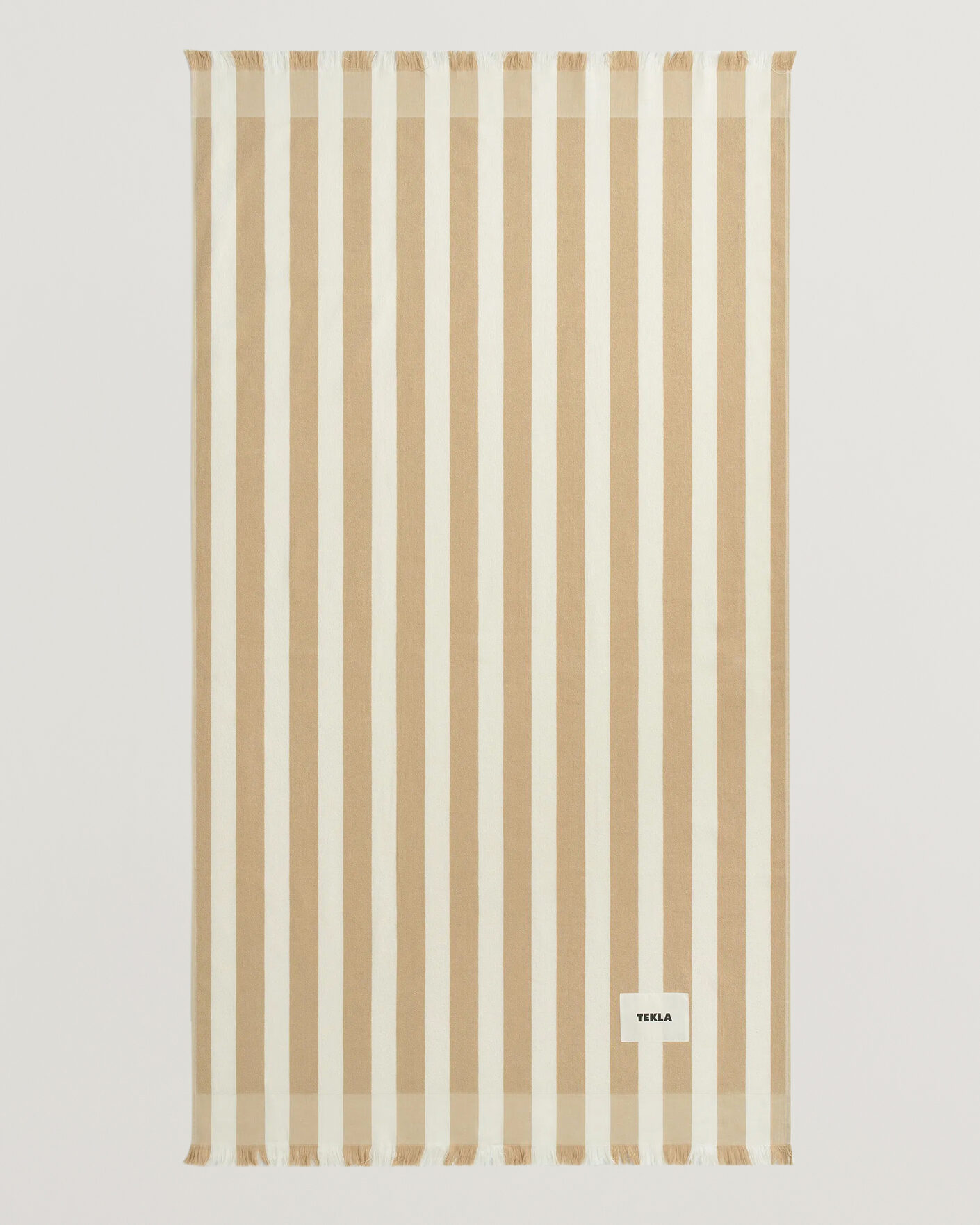 Heren | Stoffen | Tekla | Organic Terry Beach Towel Almond Stripes