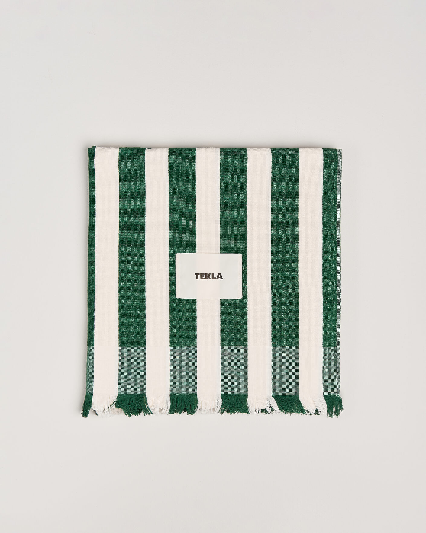 Heren | Tekla Organic Terry Beach Towel Green Deck Stripes | Tekla | Organic Terry Beach Towel Green Deck Stripes
