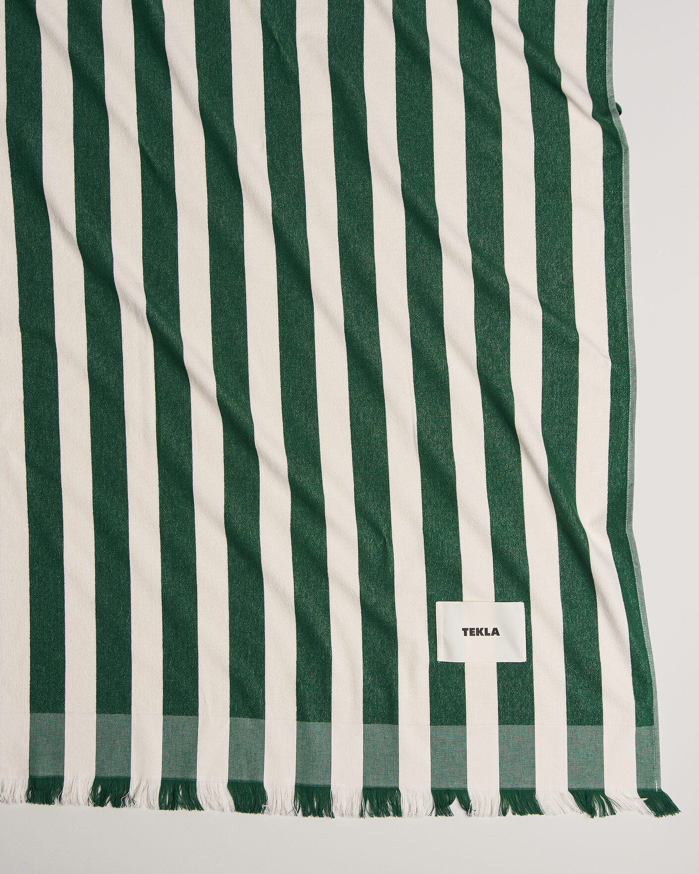 Heren | Stoffen | Tekla | Organic Terry Beach Towel Green Deck Stripes