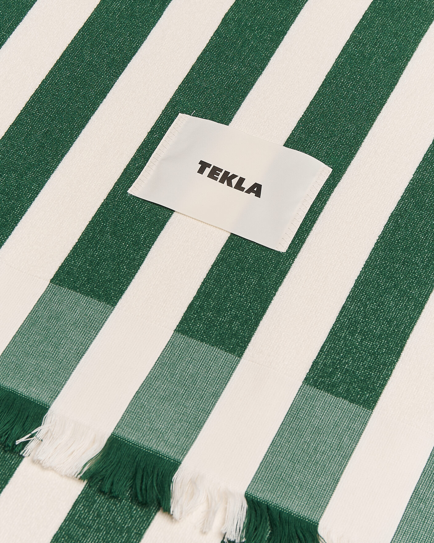 Heren | Tekla Organic Terry Beach Towel Green Deck Stripes | Tekla | Organic Terry Beach Towel Green Deck Stripes