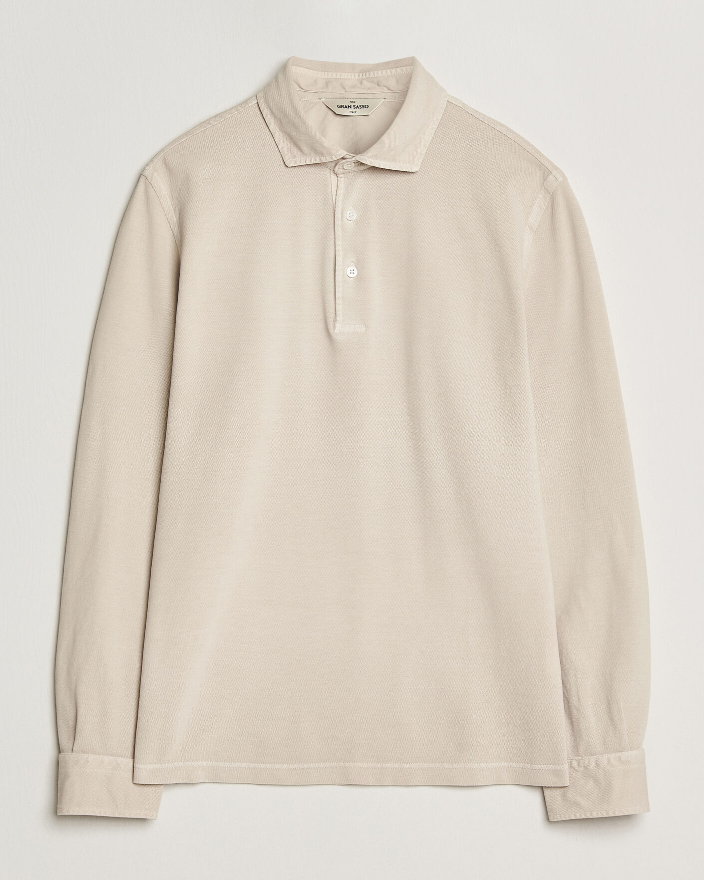 Heren | Polo's | Gran Sasso | Washed Long Sleeve Polo Beige Melange