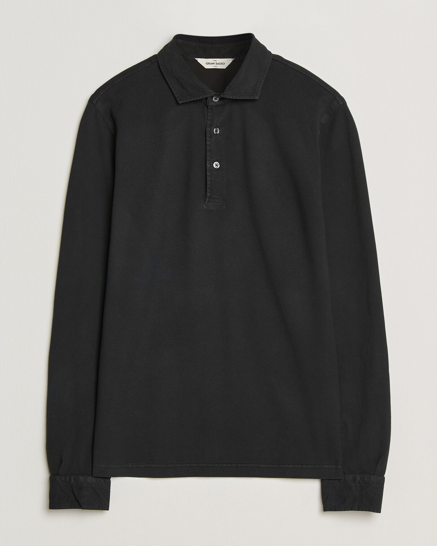 Heren | Polo's | Gran Sasso | Washed Long Sleeve Polo Black